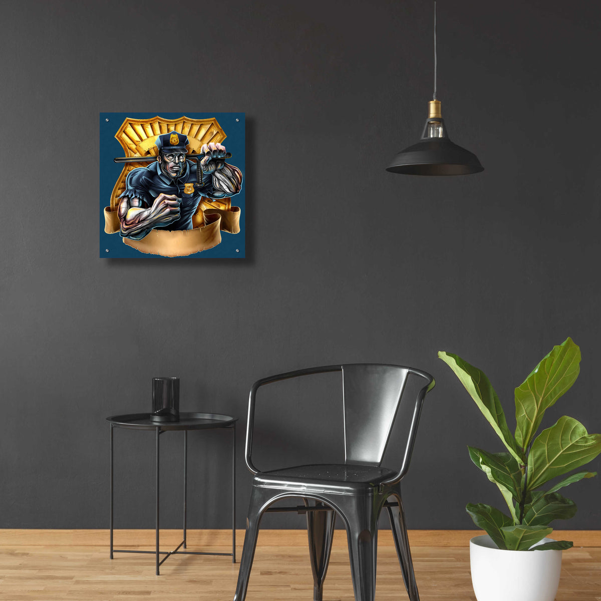 Epic Art 'Metal Skin Police Officer' by Flyland Designs, Acrylic Glass Wall Art,24x24