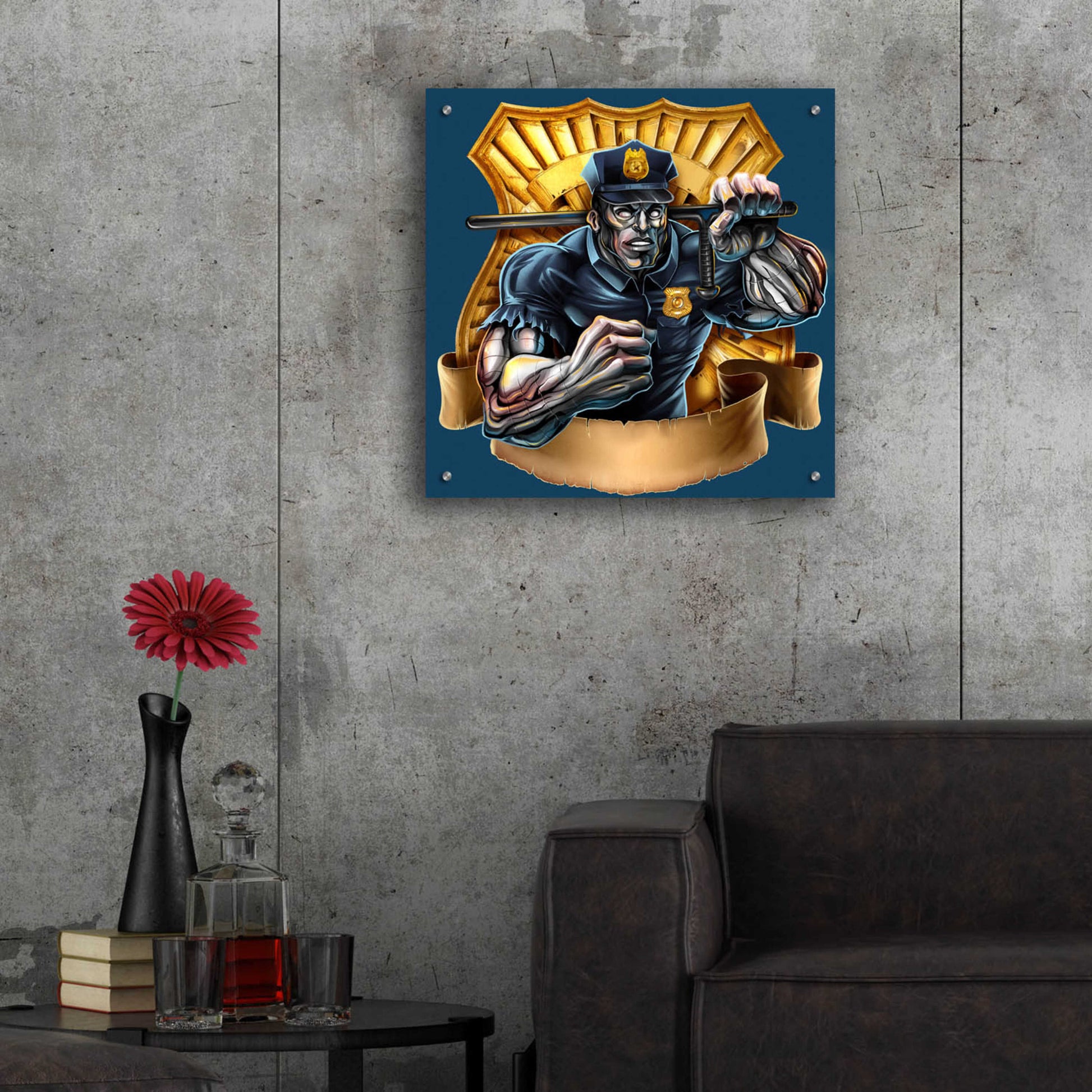 Epic Art 'Metal Skin Police Officer' by Flyland Designs, Acrylic Glass Wall Art,24x24