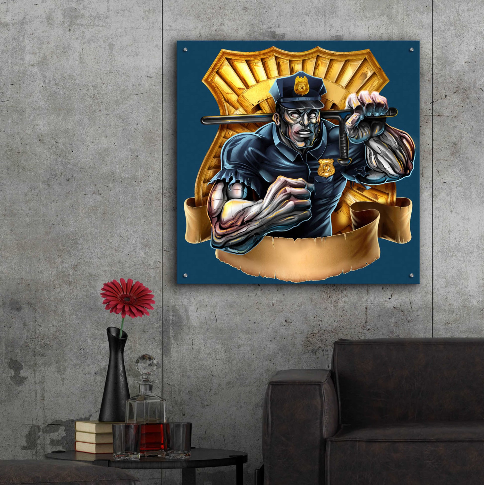 Epic Art 'Metal Skin Police Officer' by Flyland Designs, Acrylic Glass Wall Art,36x36