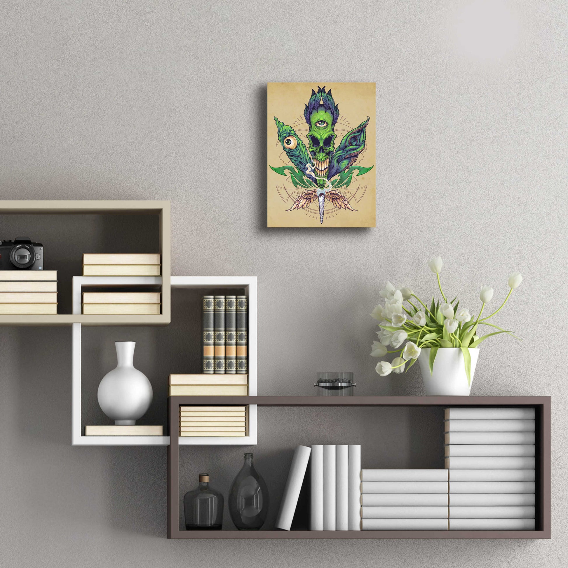 Epic Art 'Pot Leaf Skull' by Flyland Designs, Acrylic Glass Wall Art,12x16