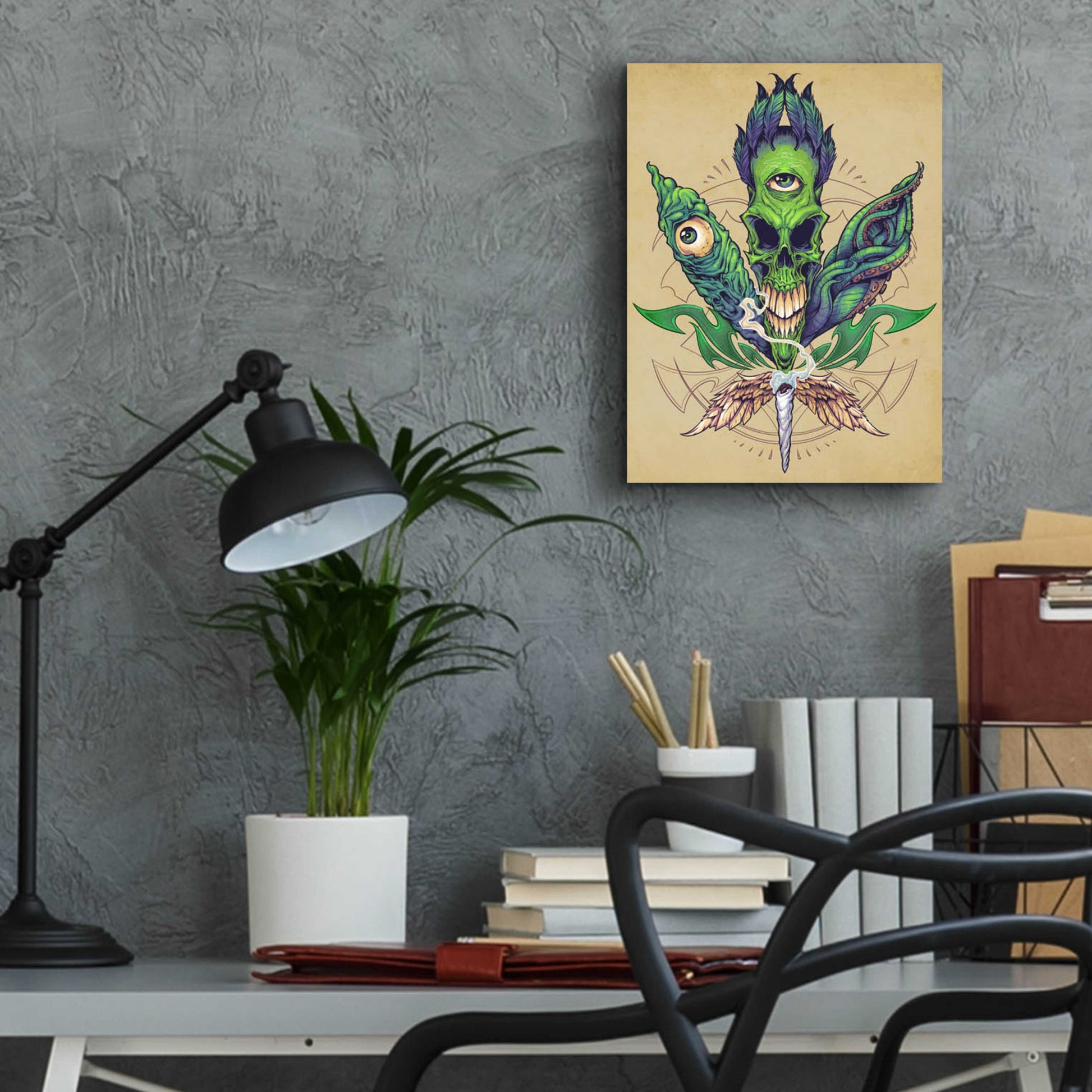 Epic Art 'Pot Leaf Skull' by Flyland Designs, Acrylic Glass Wall Art,12x16