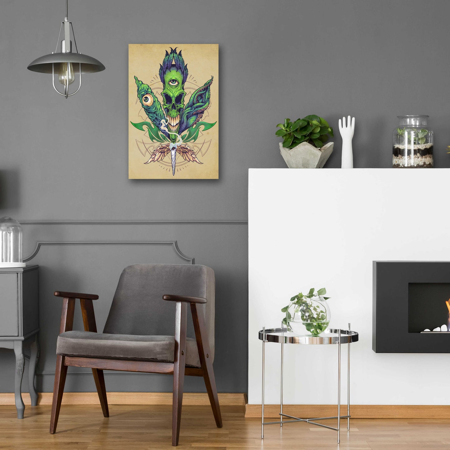 Epic Art 'Pot Leaf Skull' by Flyland Designs, Acrylic Glass Wall Art,16x24