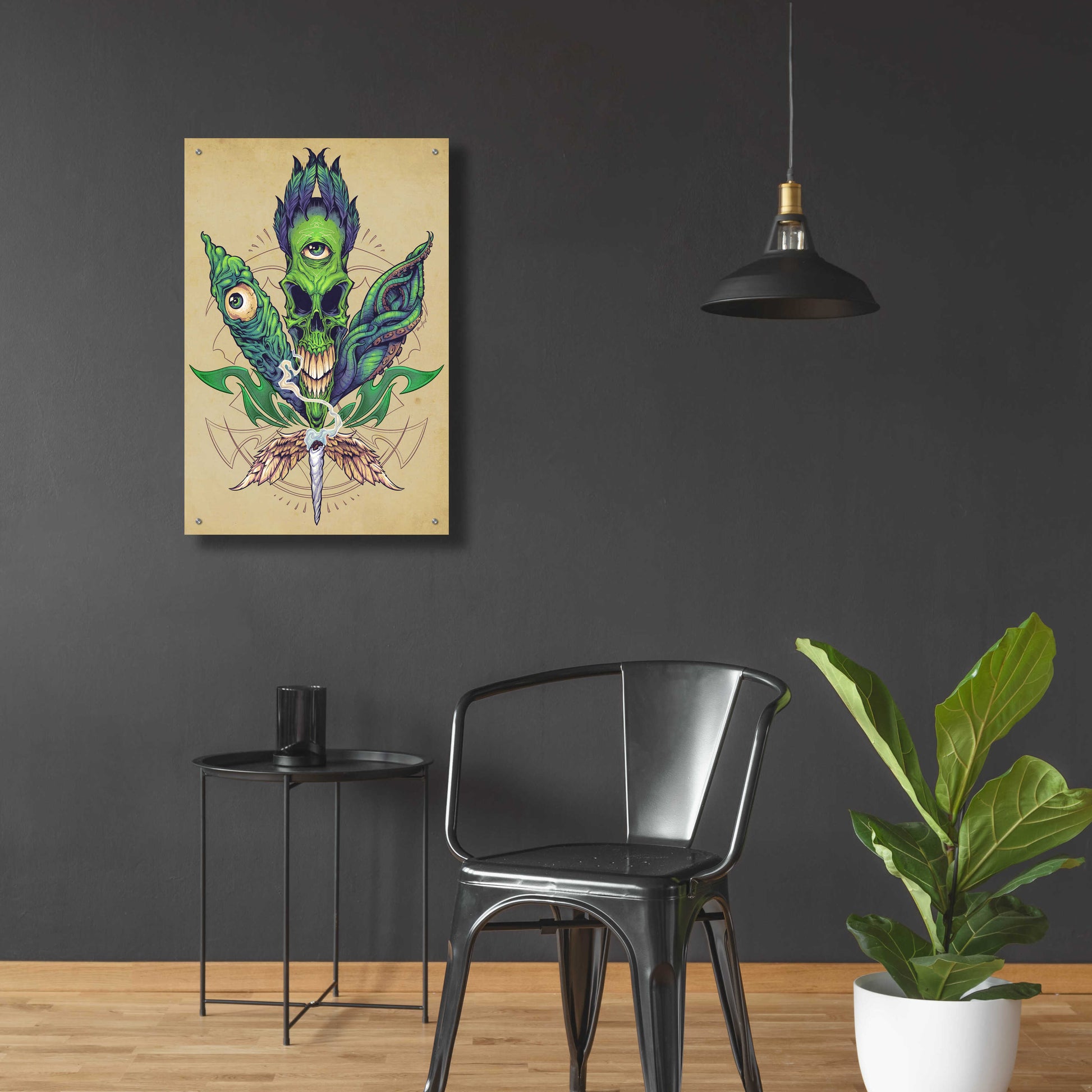 Epic Art 'Pot Leaf Skull' by Flyland Designs, Acrylic Glass Wall Art,24x36