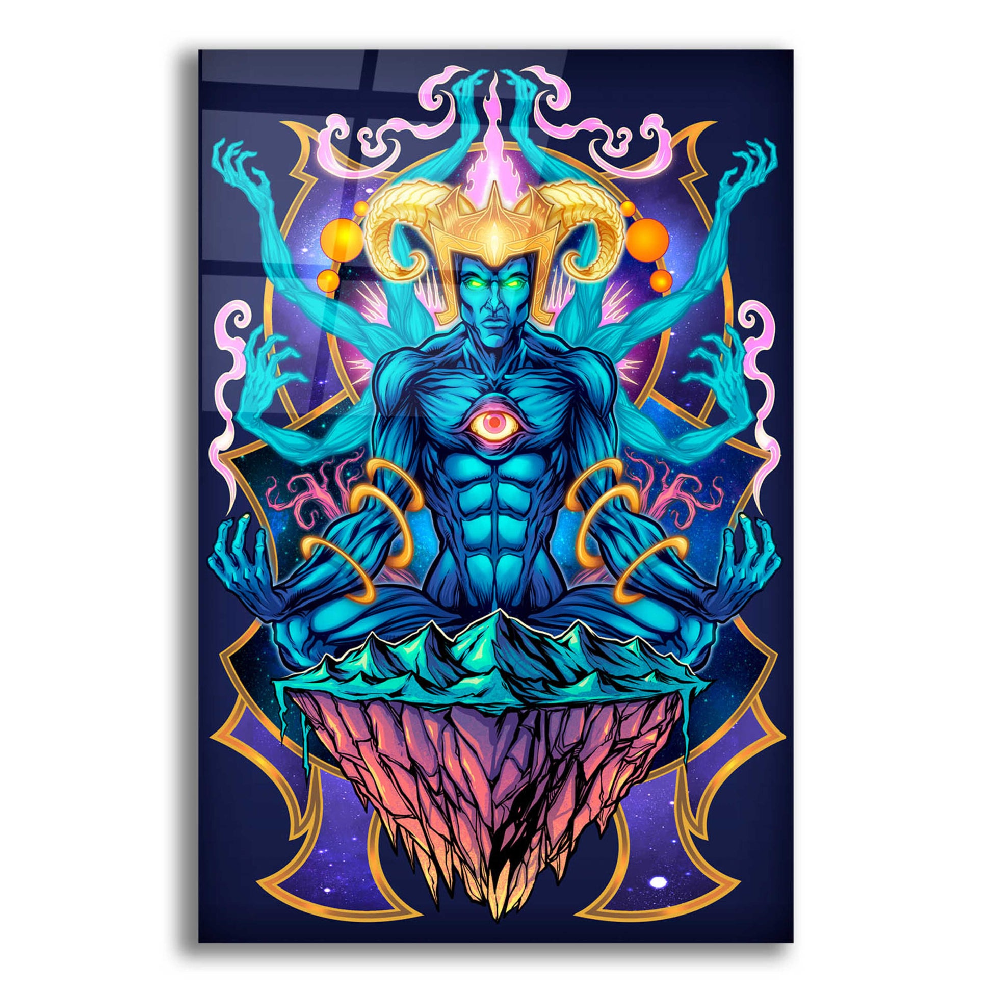 Epic Art 'Psychedelic Meditating God' by Flyland Designs, Acrylic Glass Wall Art,16x24