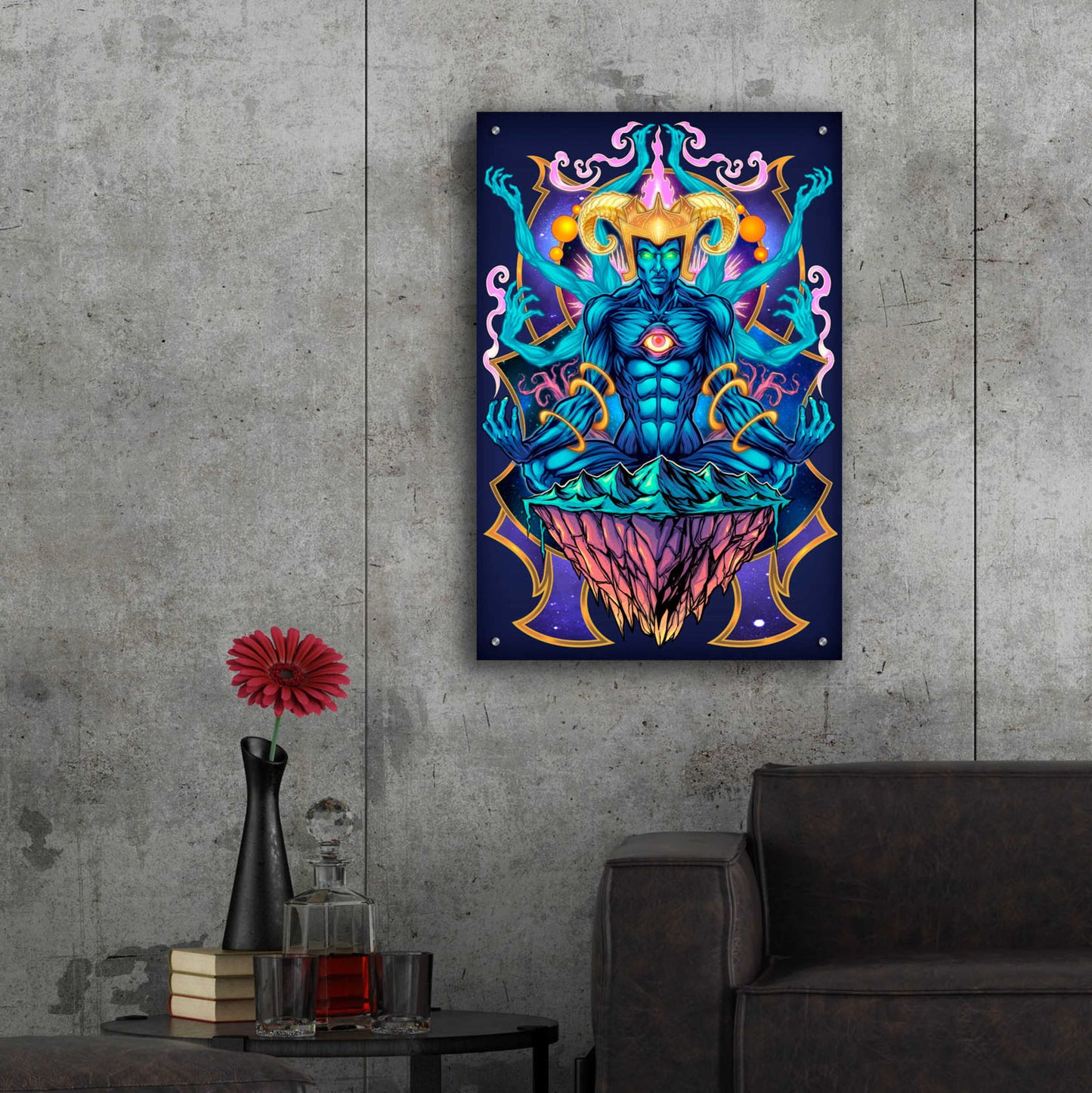 Epic Art 'Psychedelic Meditating God' by Flyland Designs, Acrylic Glass Wall Art,24x36