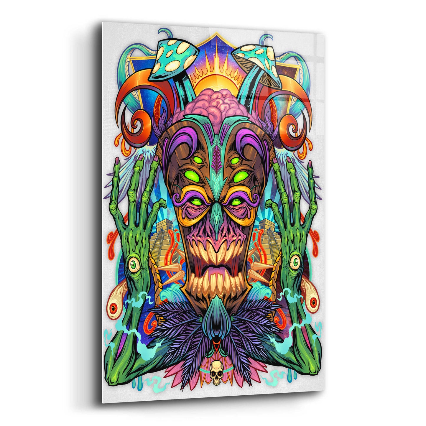 Epic Art 'Psychedelic Tiki Creature' by Flyland Designs, Acrylic Glass Wall Art,12x16