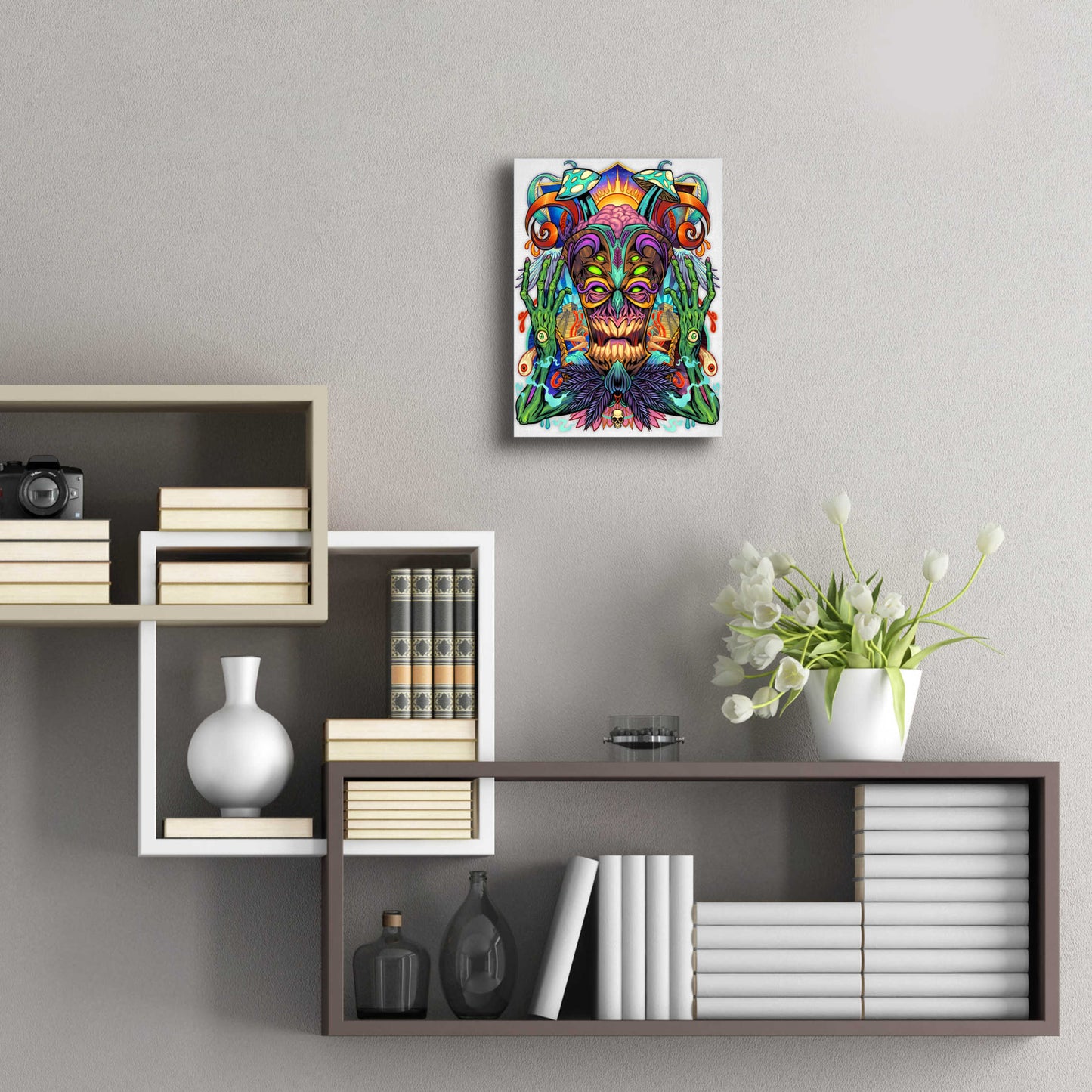 Epic Art 'Psychedelic Tiki Creature' by Flyland Designs, Acrylic Glass Wall Art,12x16