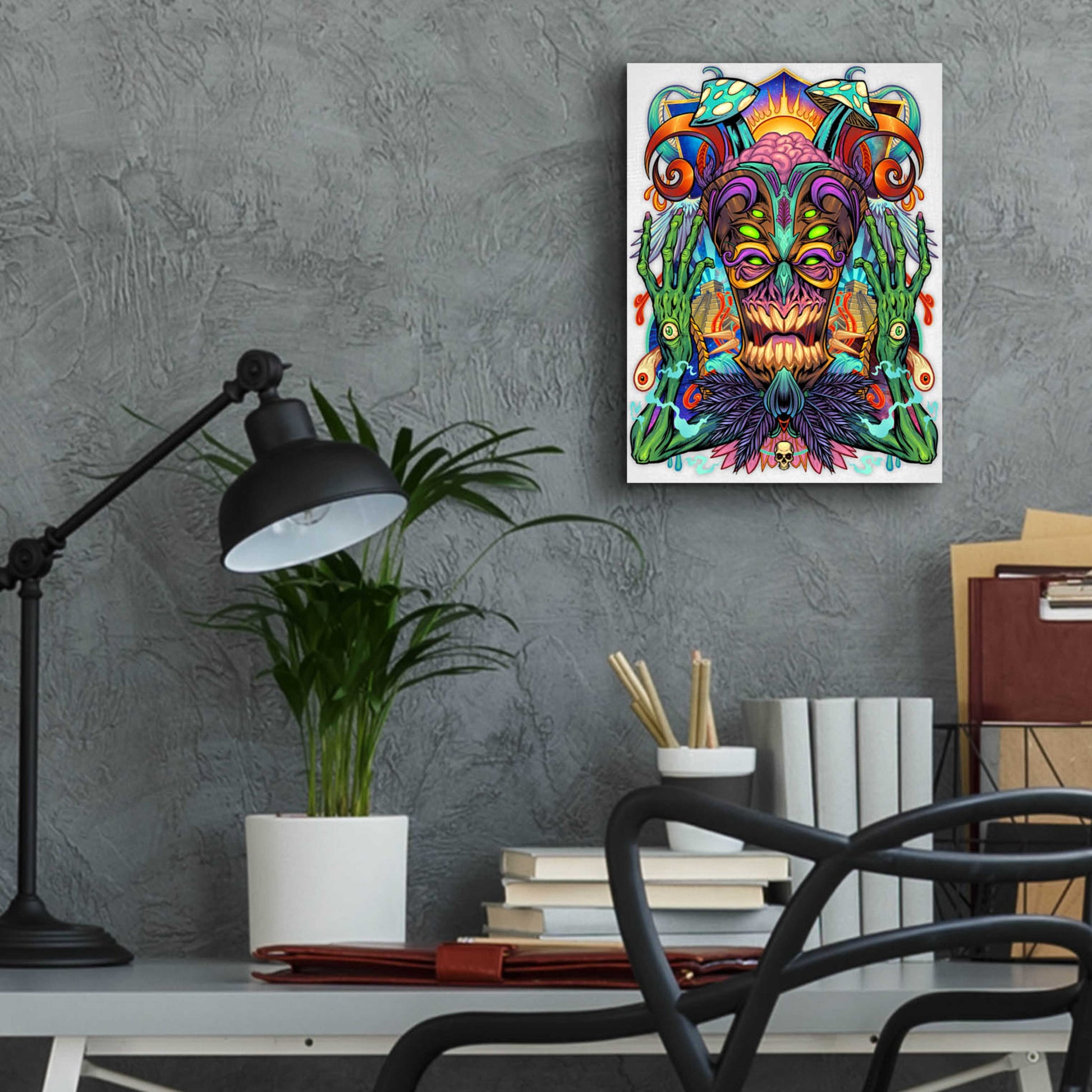 Epic Art 'Psychedelic Tiki Creature' by Flyland Designs, Acrylic Glass Wall Art,12x16