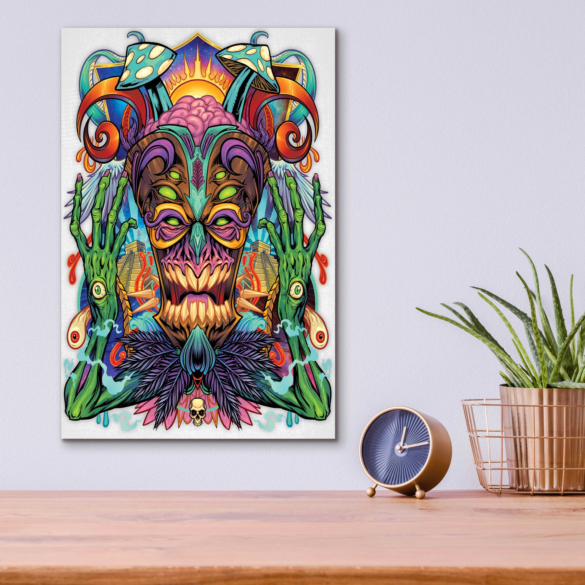 Epic Art 'Psychedelic Tiki Creature' by Flyland Designs, Acrylic Glass Wall Art,12x16