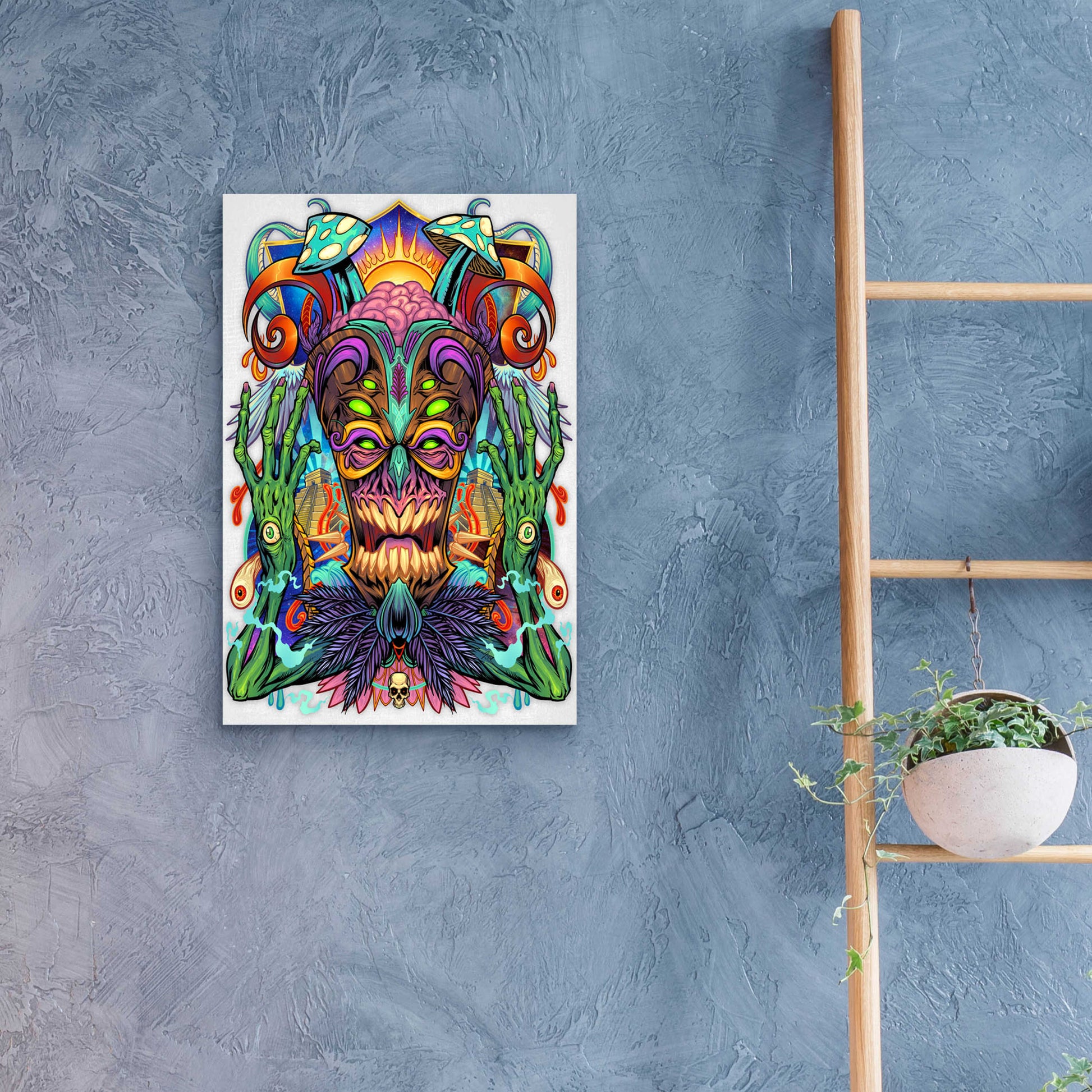 Epic Art 'Psychedelic Tiki Creature' by Flyland Designs, Acrylic Glass Wall Art,16x24