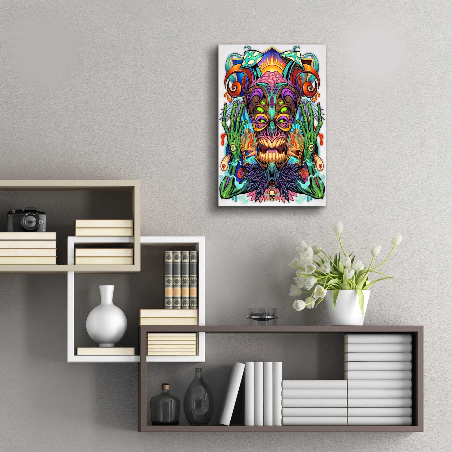 Epic Art 'Psychedelic Tiki Creature' by Flyland Designs, Acrylic Glass Wall Art,16x24