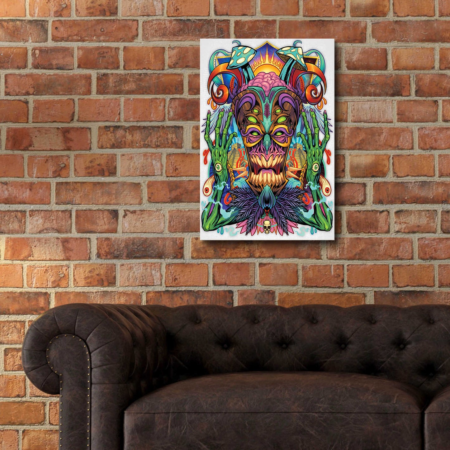 Epic Art 'Psychedelic Tiki Creature' by Flyland Designs, Acrylic Glass Wall Art,16x24