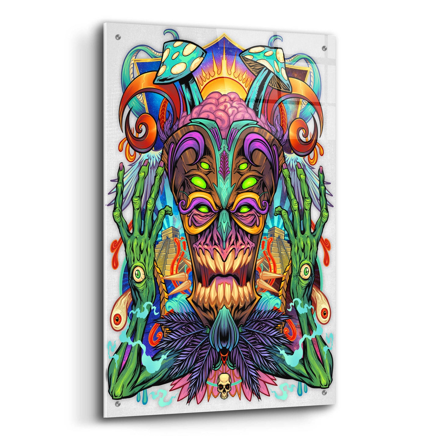 Epic Art 'Psychedelic Tiki Creature' by Flyland Designs, Acrylic Glass Wall Art,24x36