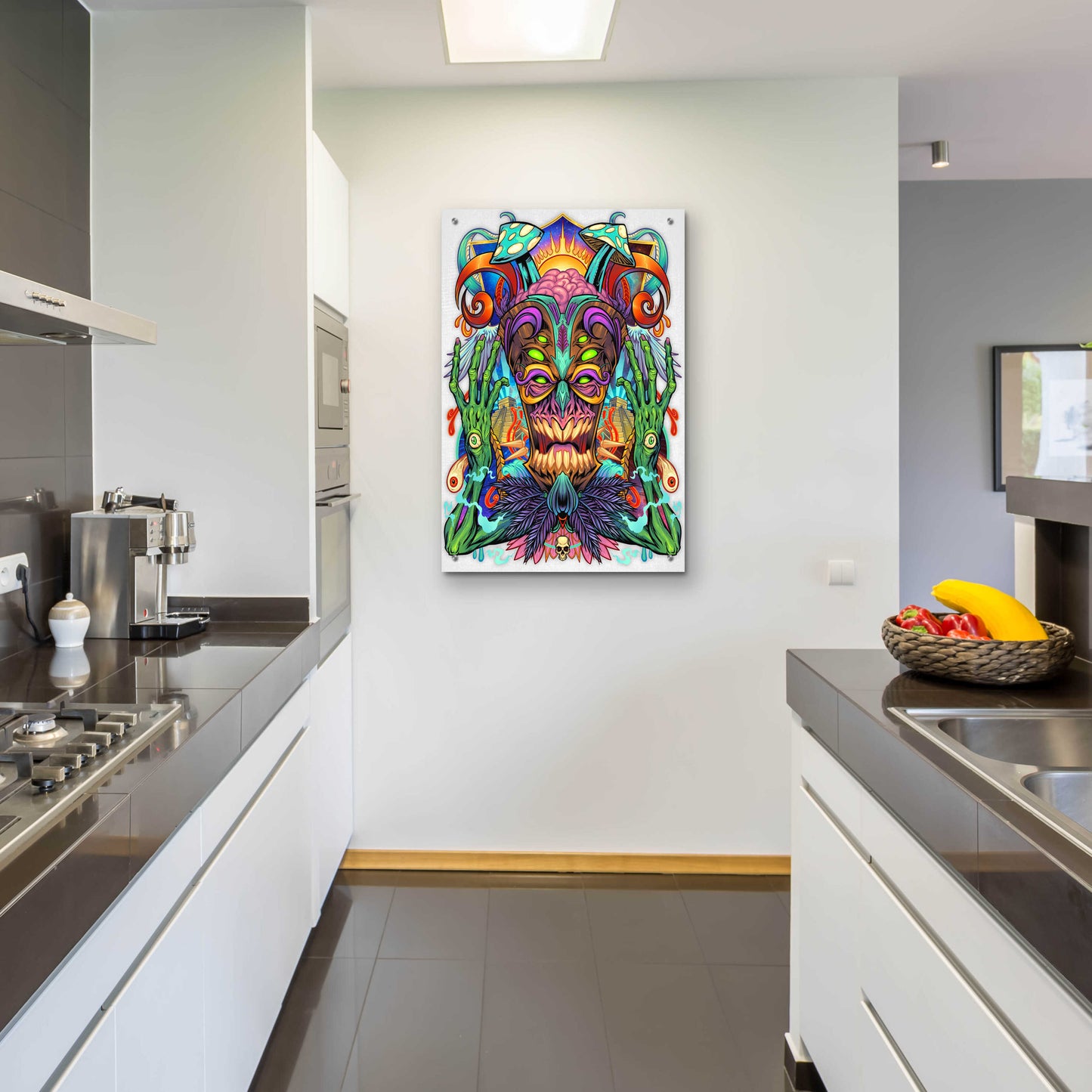 Epic Art 'Psychedelic Tiki Creature' by Flyland Designs, Acrylic Glass Wall Art,24x36