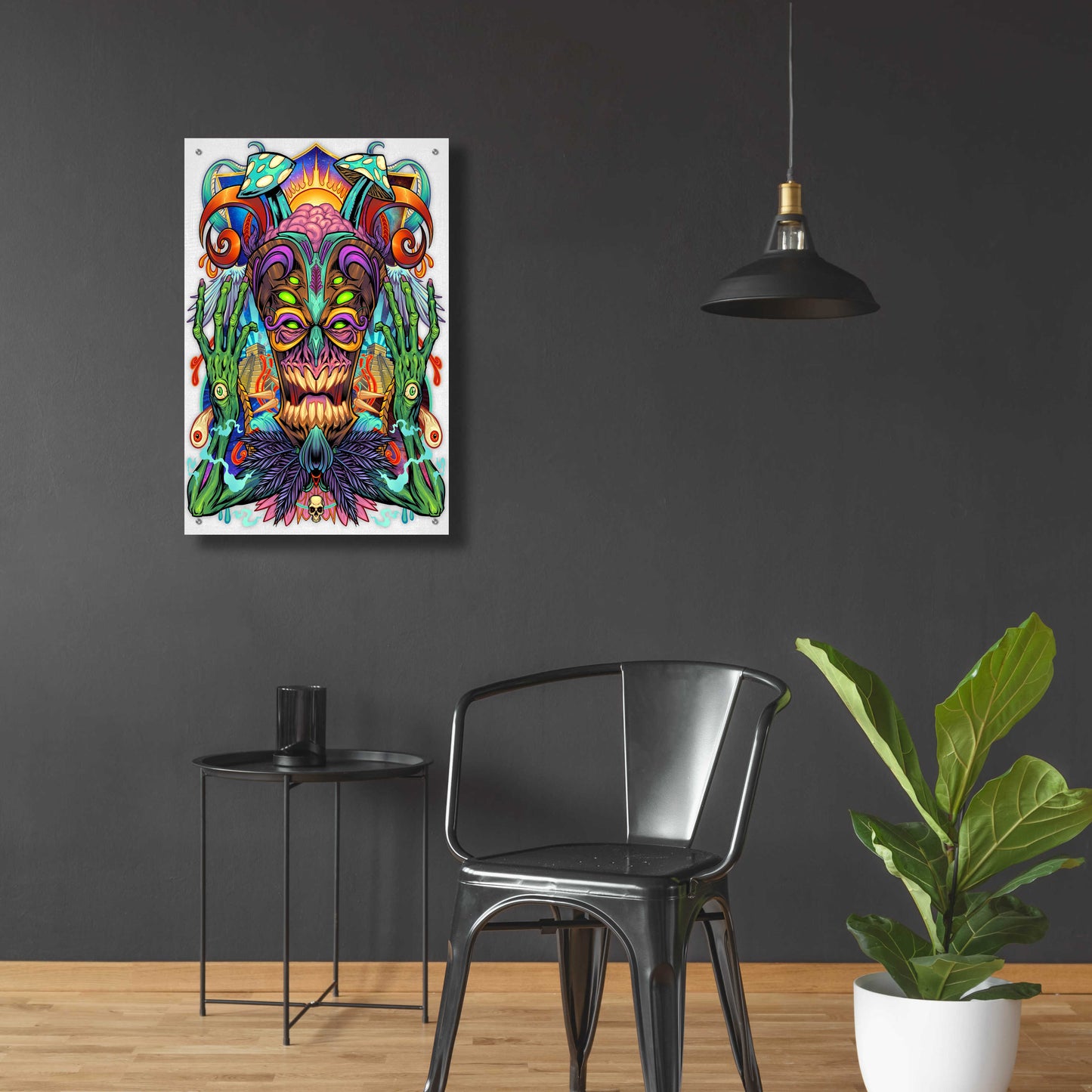 Epic Art 'Psychedelic Tiki Creature' by Flyland Designs, Acrylic Glass Wall Art,24x36