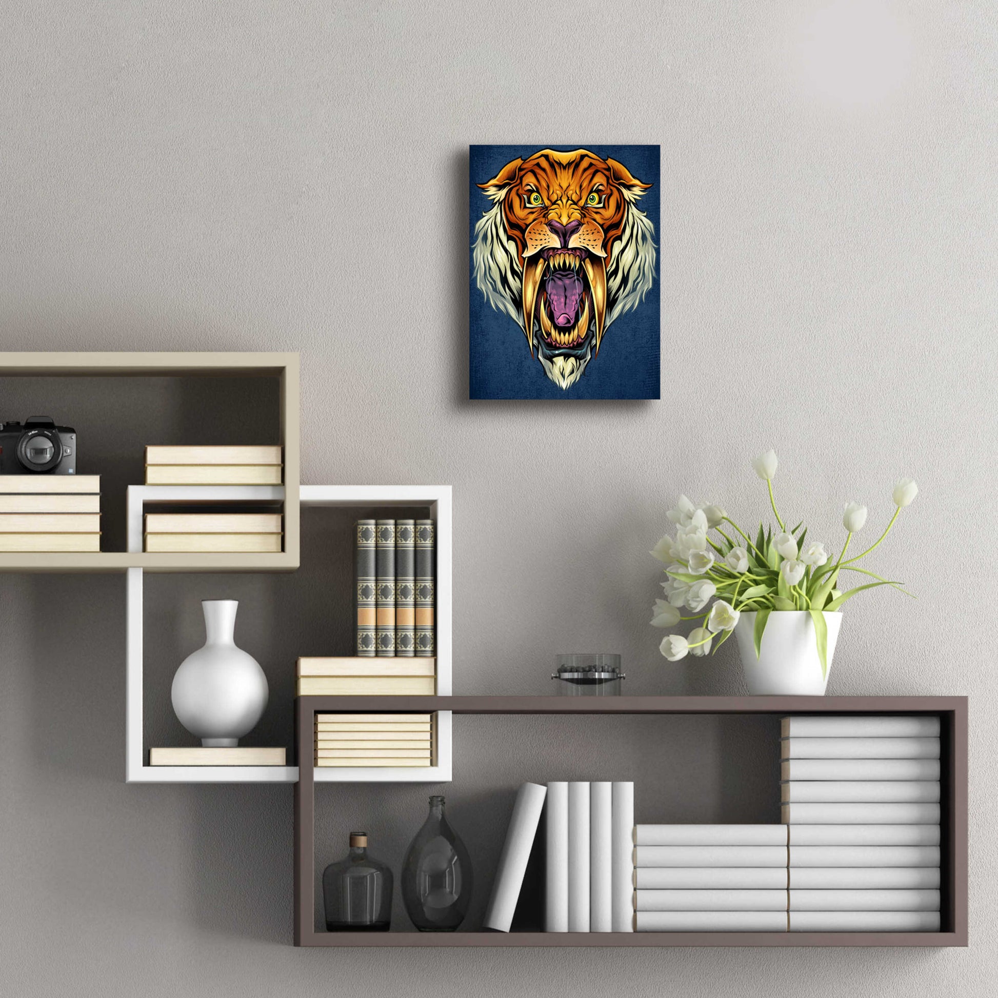 Epic Art 'Sabertooth Tiger Mascot' by Flyland Designs, Acrylic Glass Wall Art,12x16