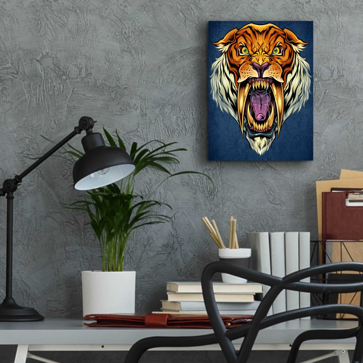 Epic Art 'Sabertooth Tiger Mascot' by Flyland Designs, Acrylic Glass Wall Art,12x16