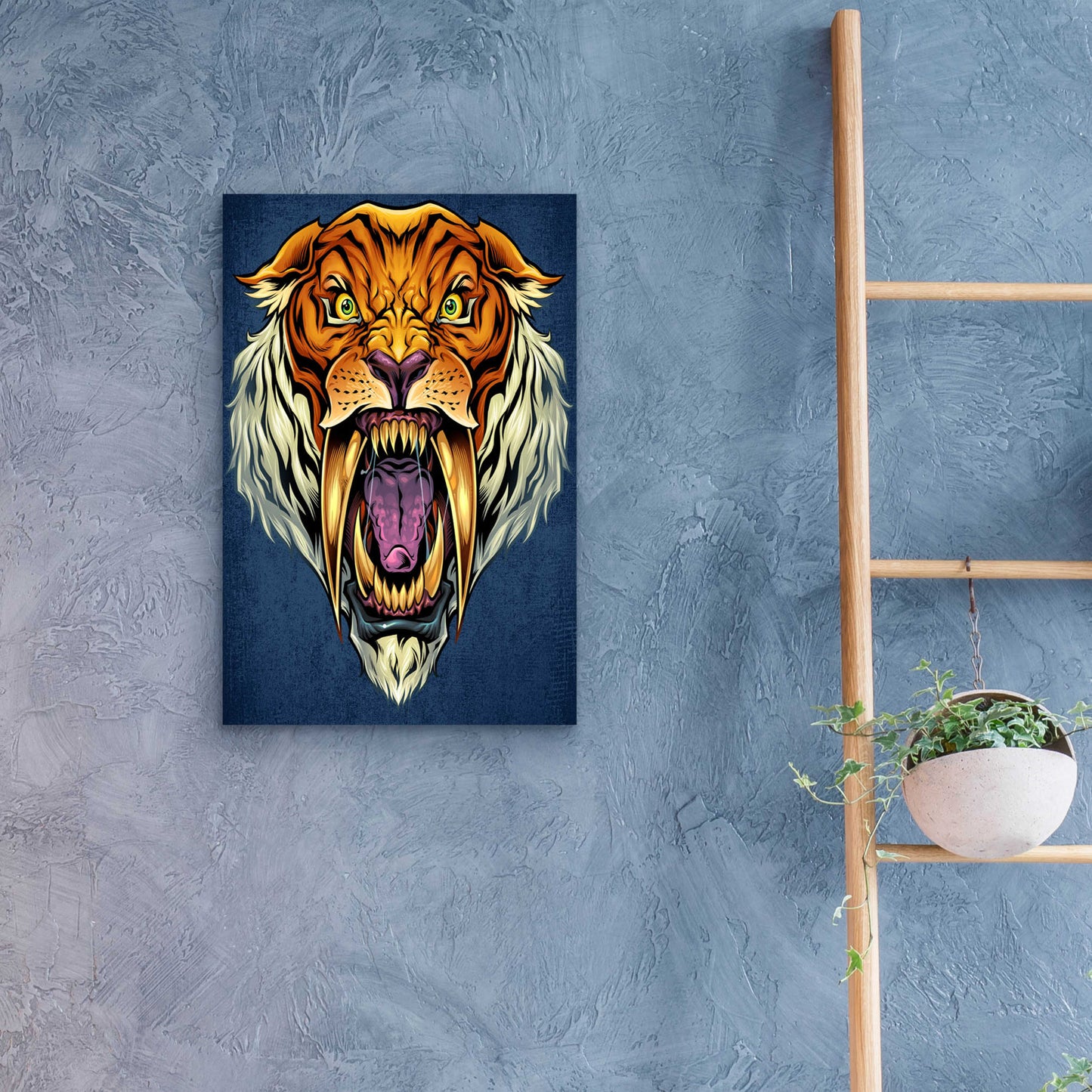 Epic Art 'Sabertooth Tiger Mascot' by Flyland Designs, Acrylic Glass Wall Art,16x24