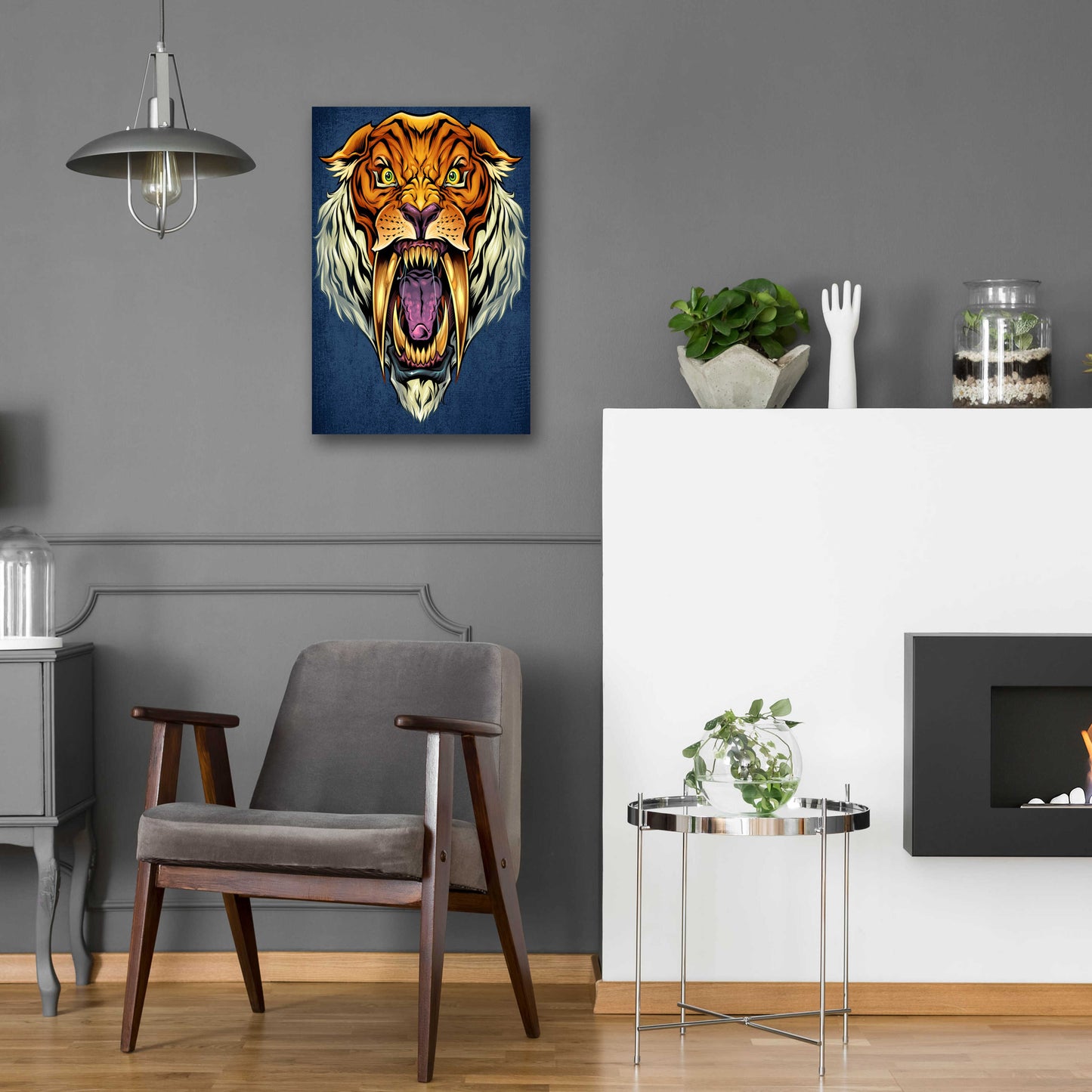 Epic Art 'Sabertooth Tiger Mascot' by Flyland Designs, Acrylic Glass Wall Art,16x24