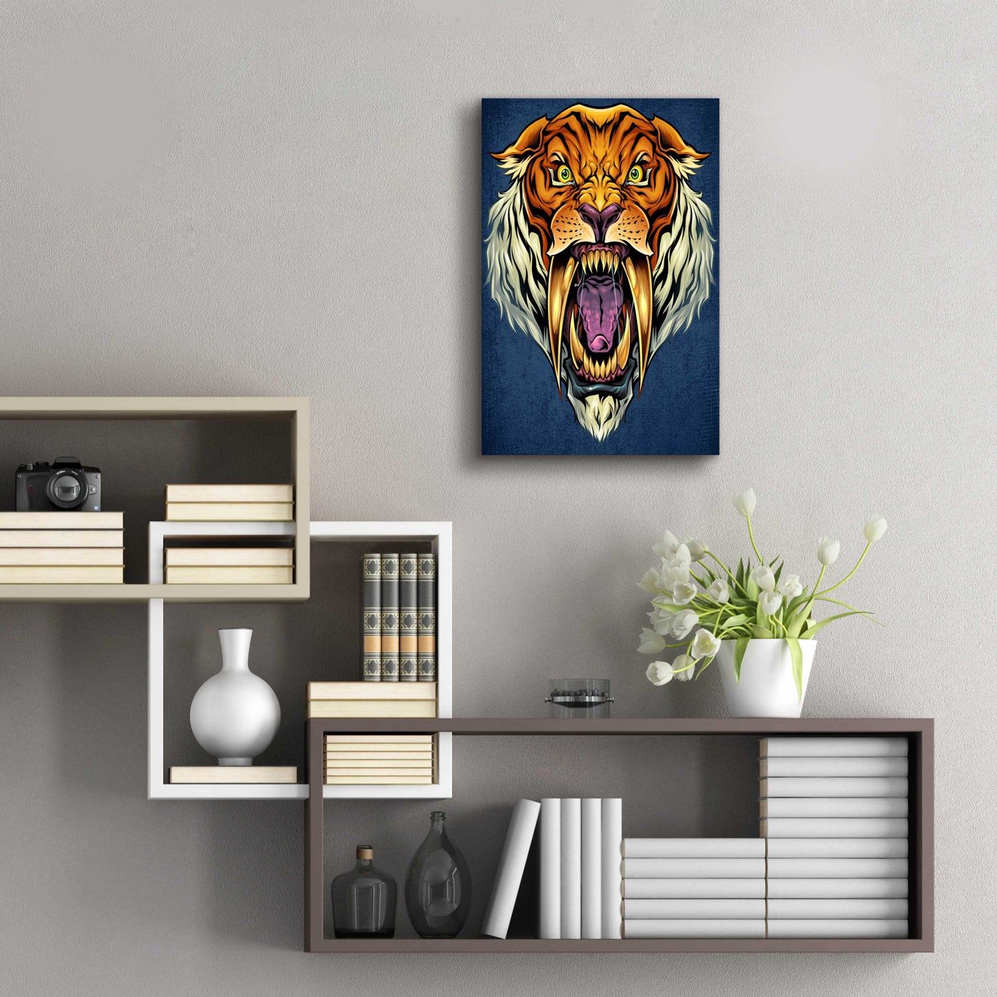 Epic Art 'Sabertooth Tiger Mascot' by Flyland Designs, Acrylic Glass Wall Art,16x24