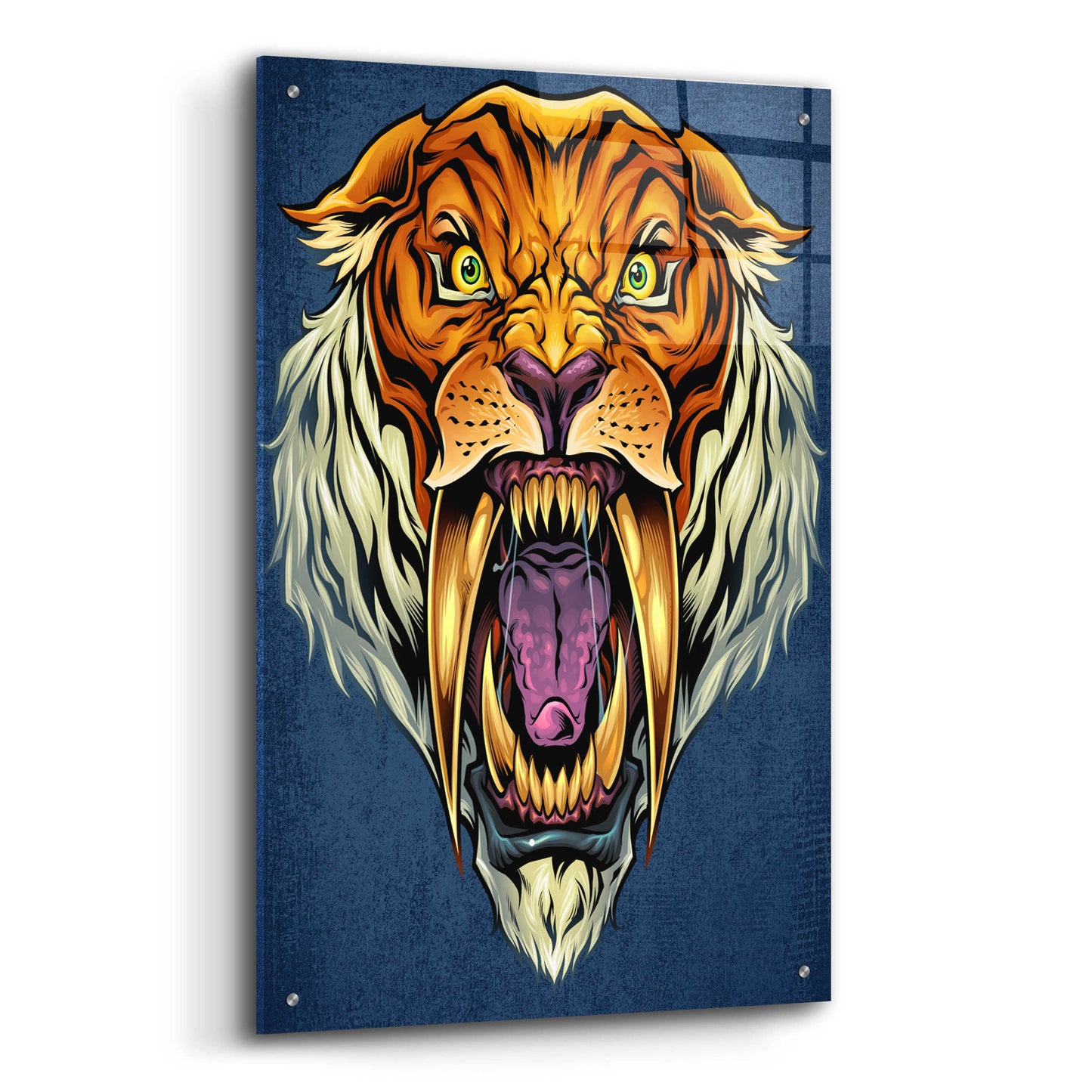 Epic Art 'Sabertooth Tiger Mascot' by Flyland Designs, Acrylic Glass Wall Art,24x36