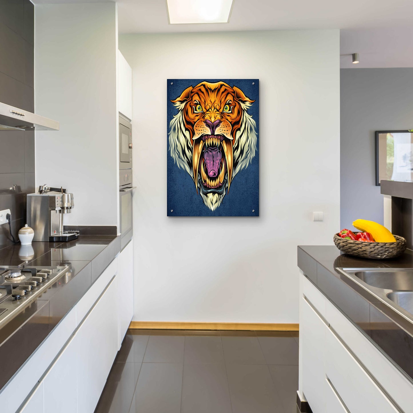 Epic Art 'Sabertooth Tiger Mascot' by Flyland Designs, Acrylic Glass Wall Art,24x36