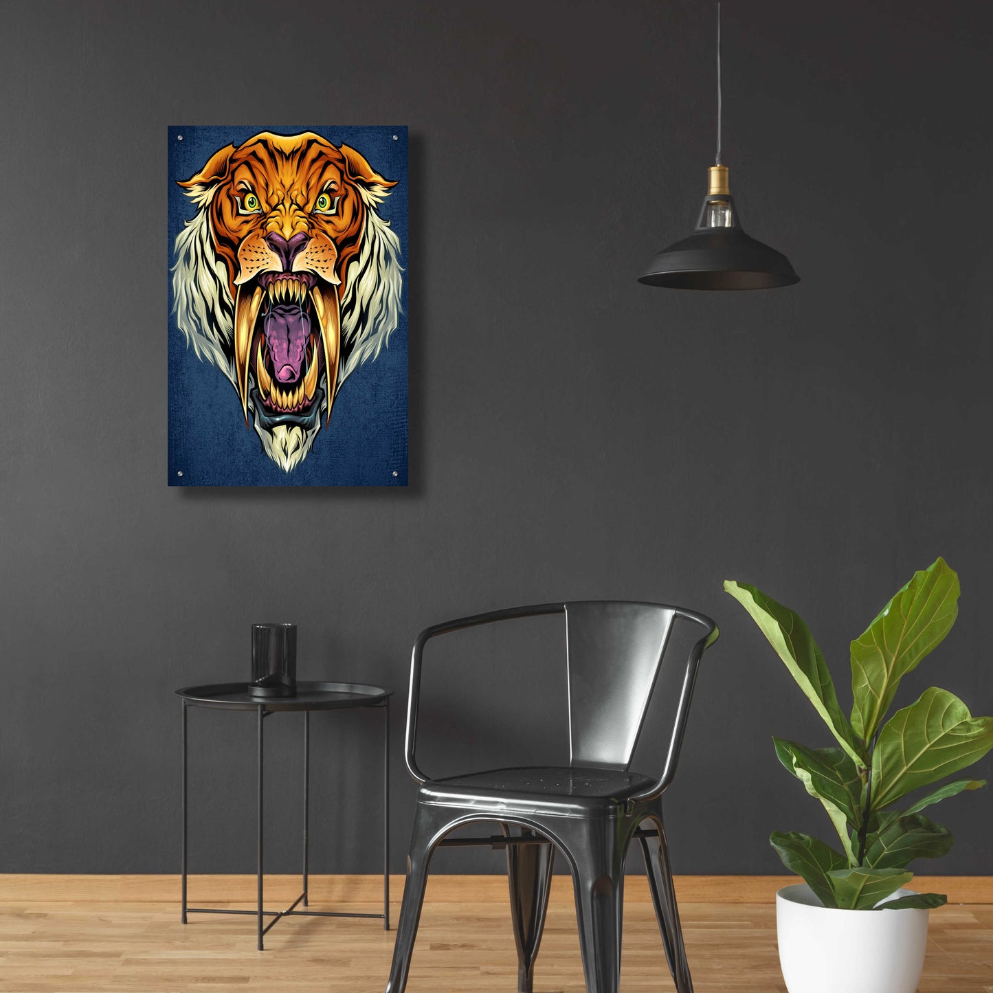 Epic Art 'Sabertooth Tiger Mascot' by Flyland Designs, Acrylic Glass Wall Art,24x36