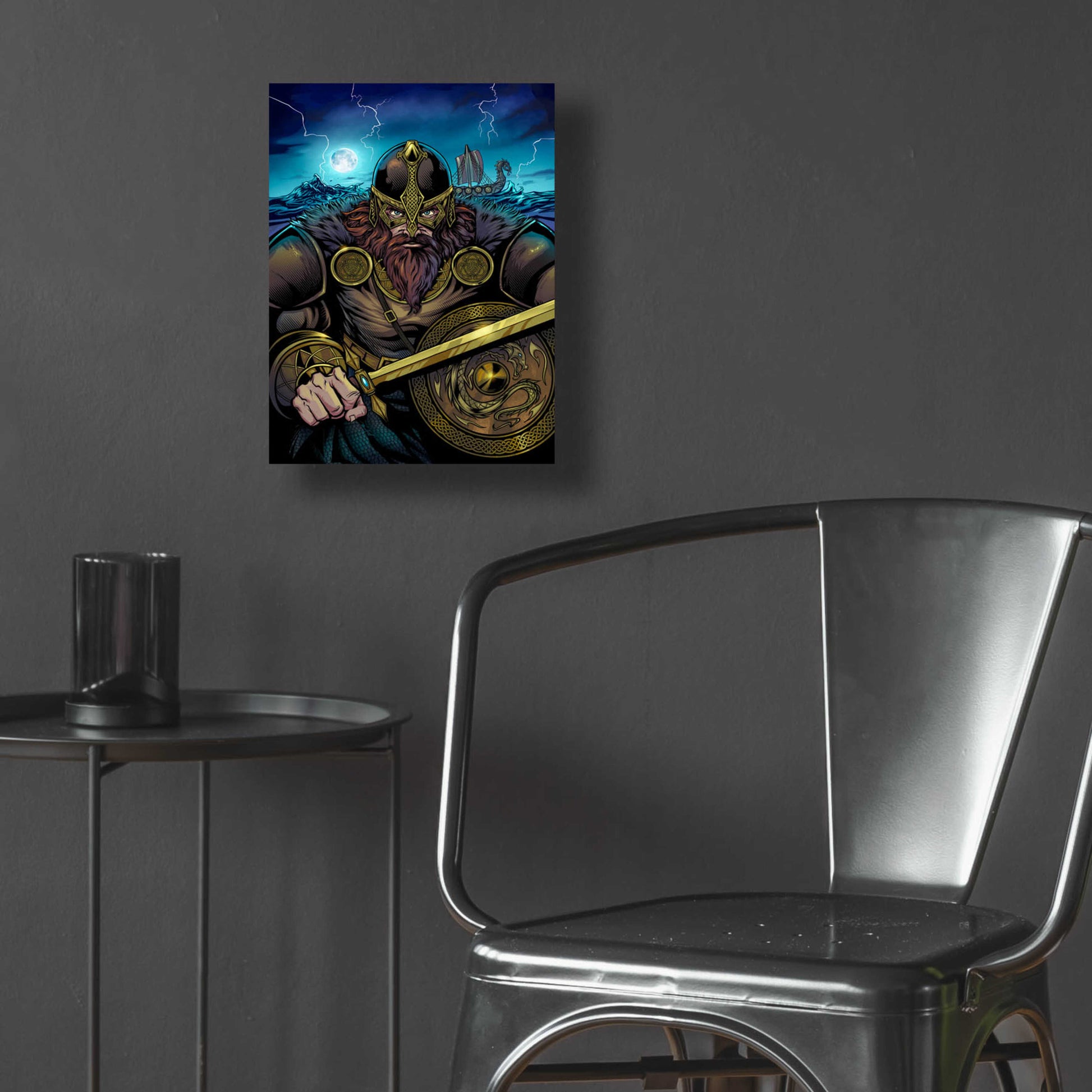 Epic Art 'Viking Sword and Shield Moonlight' by Flyland Designs, Acrylic Glass Wall Art,12x16