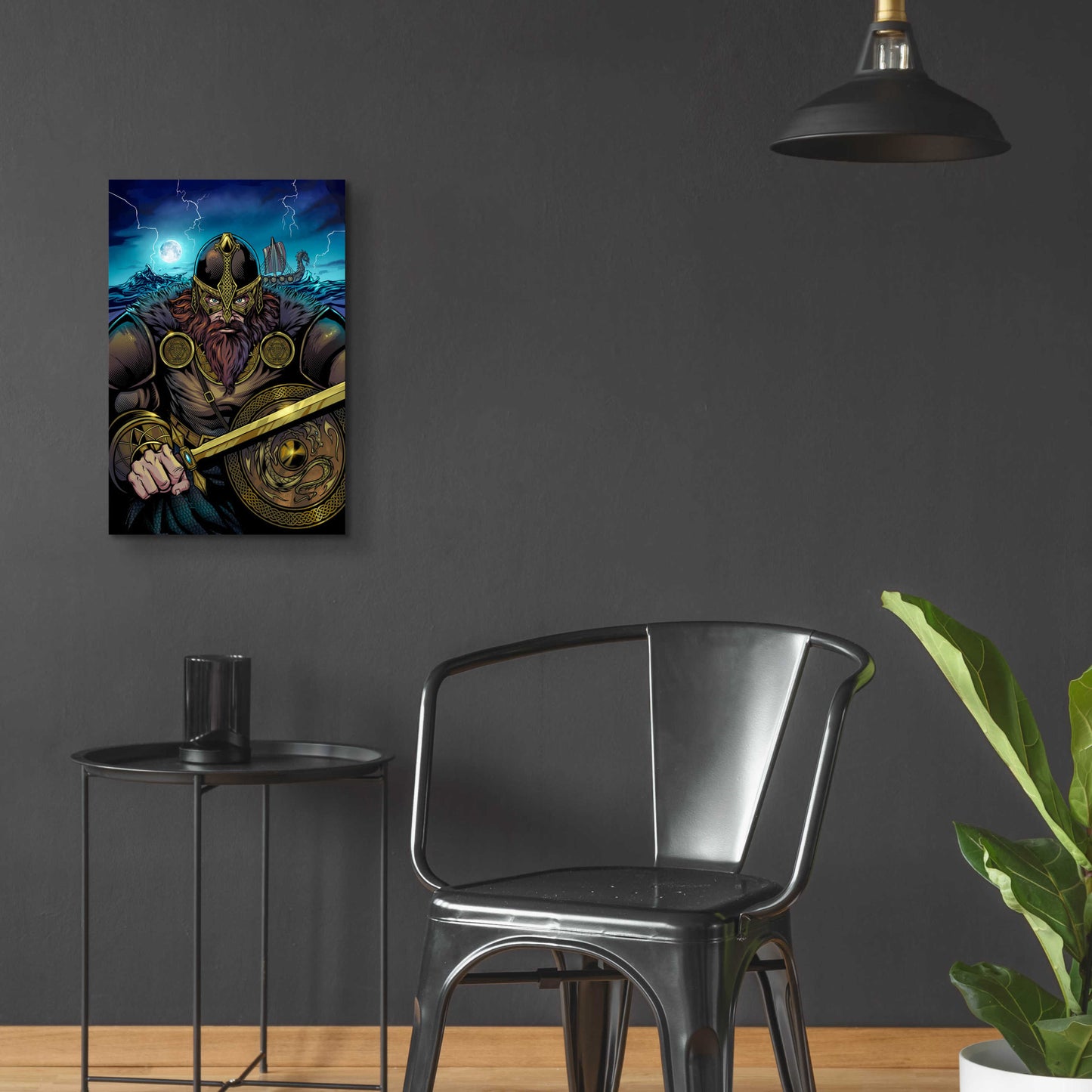 Epic Art 'Viking Sword and Shield Moonlight' by Flyland Designs, Acrylic Glass Wall Art,16x24