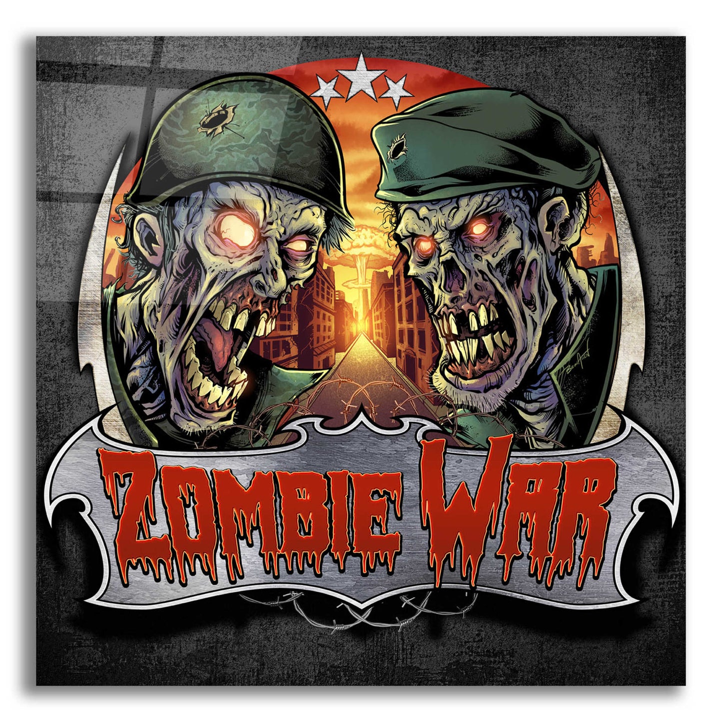 Epic Art 'Zombie War Soldiers' by Flyland Designs, Acrylic Glass Wall Art,12x12