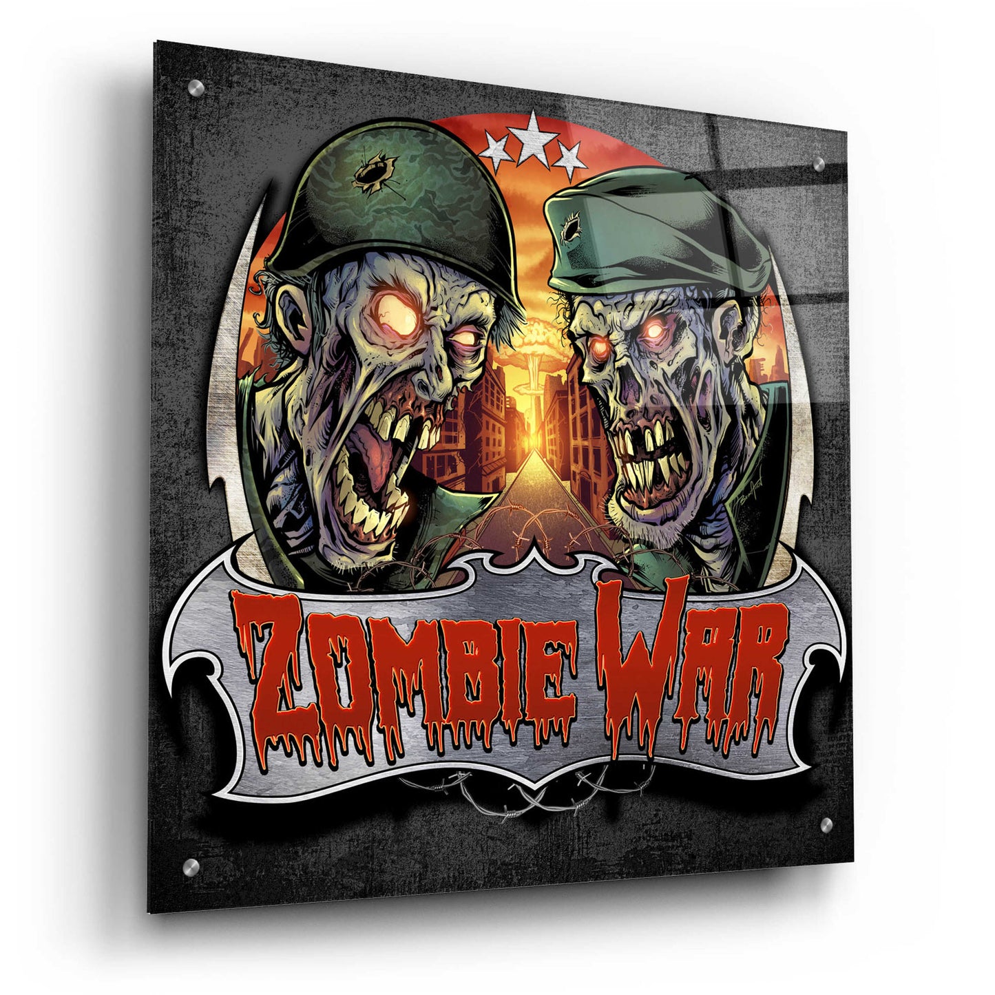 Epic Art 'Zombie War Soldiers' by Flyland Designs, Acrylic Glass Wall Art,24x24