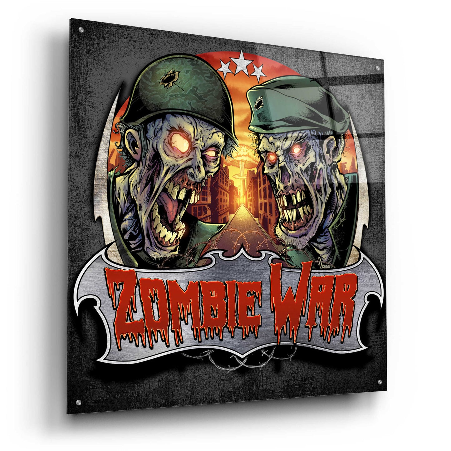 Epic Art 'Zombie War Soldiers' by Flyland Designs, Acrylic Glass Wall Art,36x36