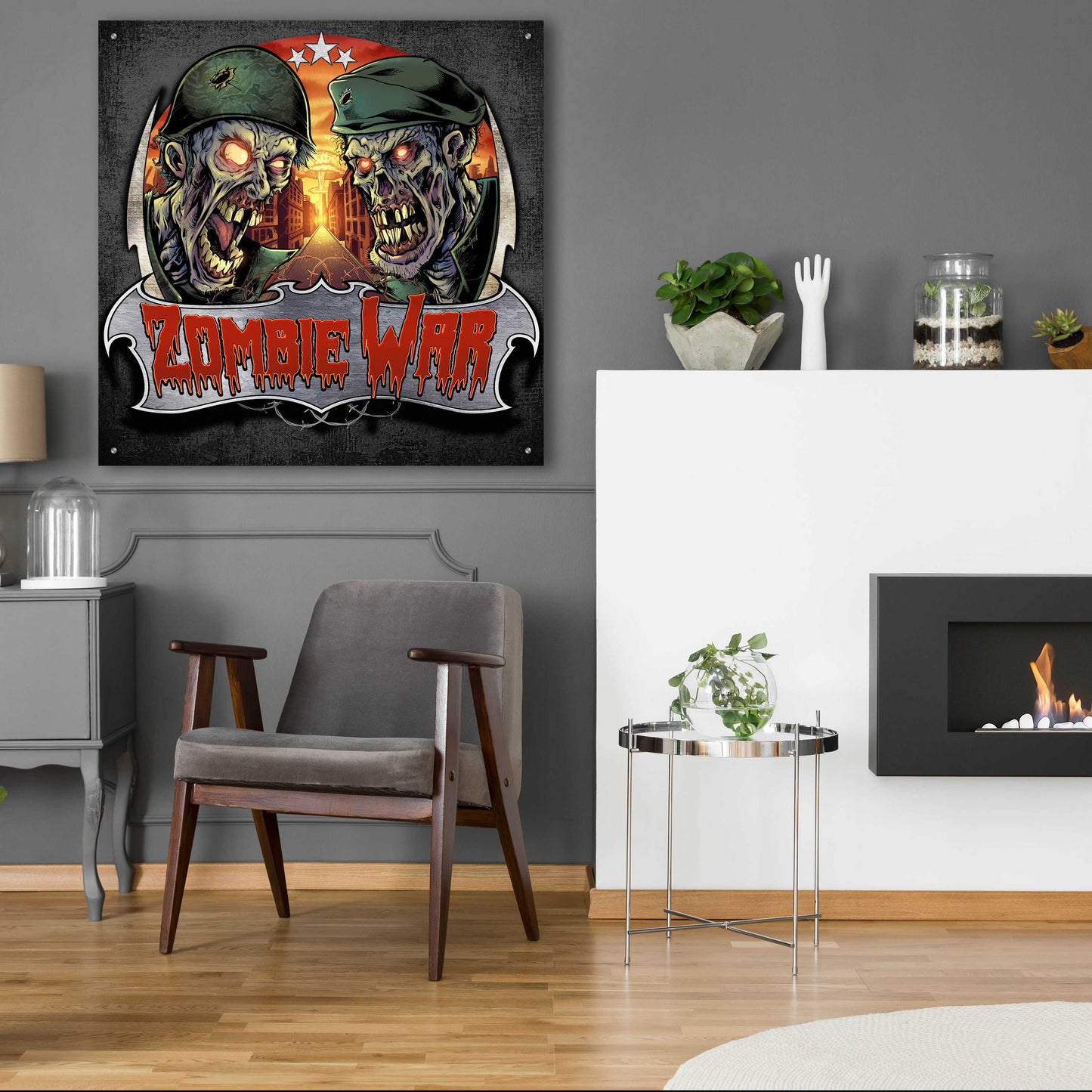 Epic Art 'Zombie War Soldiers' by Flyland Designs, Acrylic Glass Wall Art,36x36