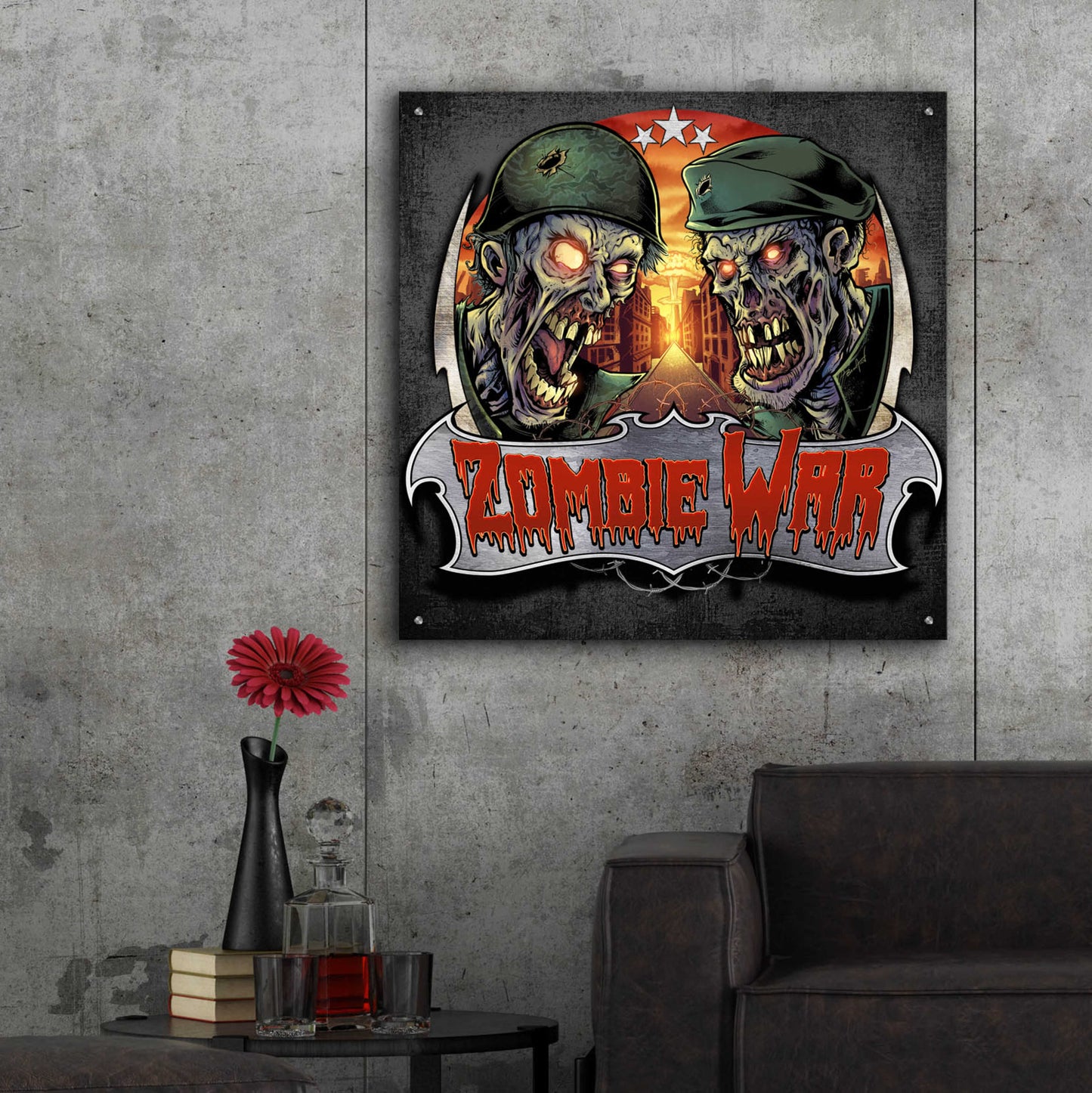 Epic Art 'Zombie War Soldiers' by Flyland Designs, Acrylic Glass Wall Art,36x36