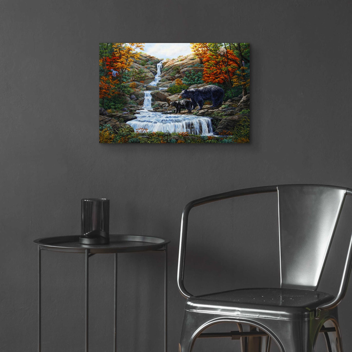 Epic Art 'Black Bear Falls' by Crista Forest, Acrylic Glass Wall Art,24x16