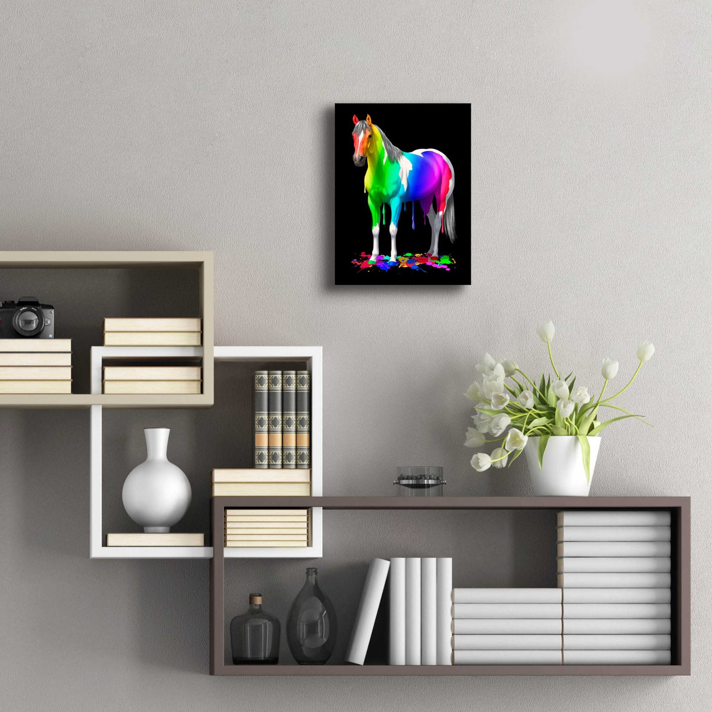 Epic Art 'Rainbow Paint Horse' by Crista Forest, Acrylic Glass Wall Art,12x16