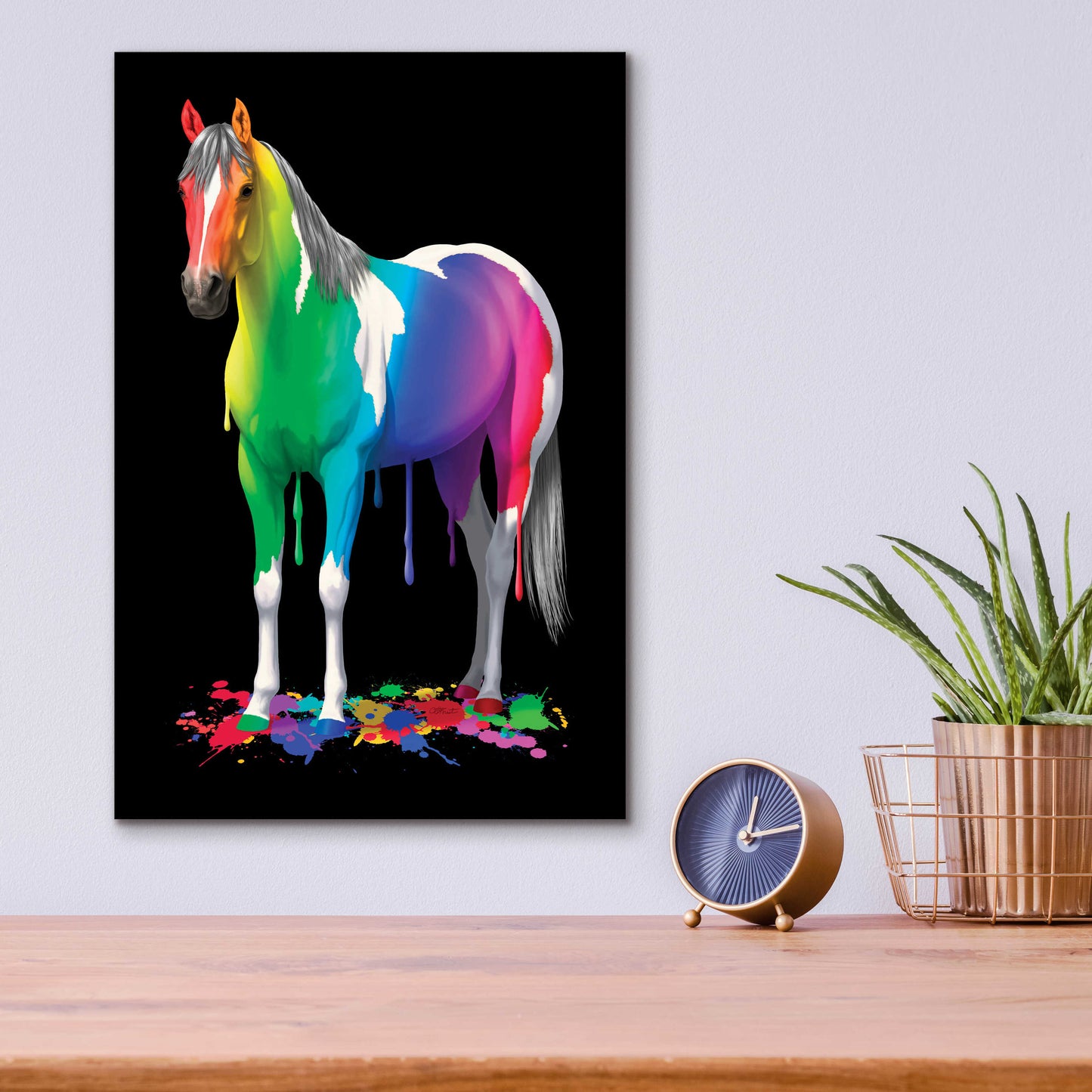 Epic Art 'Rainbow Paint Horse' by Crista Forest, Acrylic Glass Wall Art,12x16