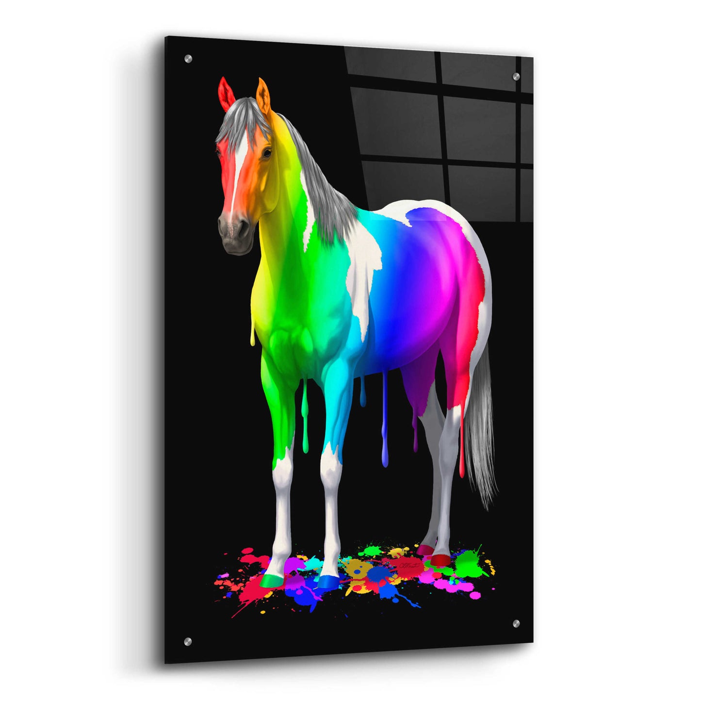 Epic Art 'Rainbow Paint Horse' by Crista Forest, Acrylic Glass Wall Art,24x36