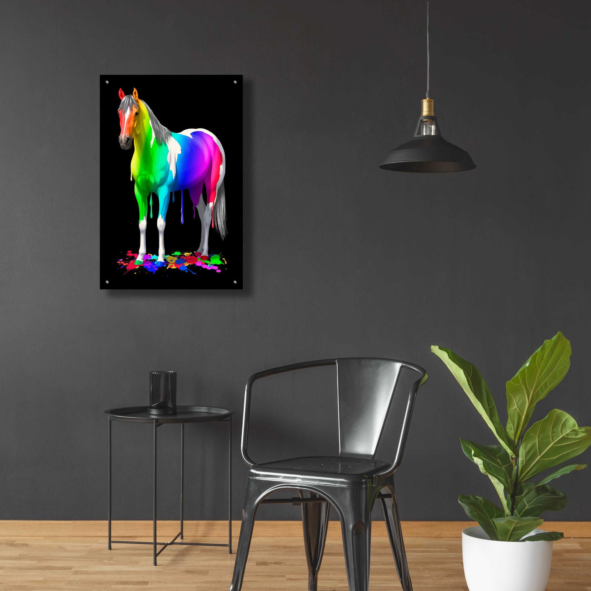 Epic Art 'Rainbow Paint Horse' by Crista Forest, Acrylic Glass Wall Art,24x36