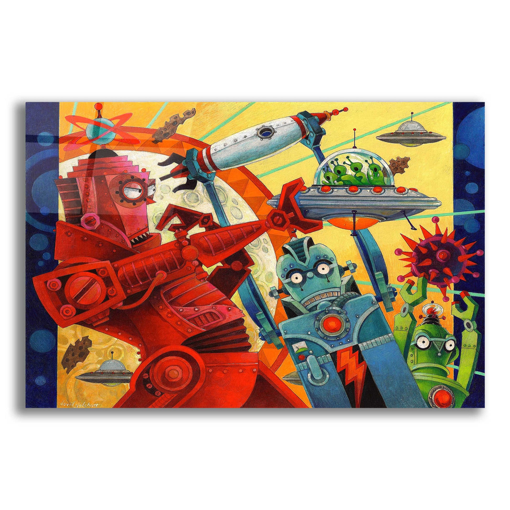 Epic Art 'Robotic Uprising' by David Galchutt, Acrylic Glass Wall Art,16x12