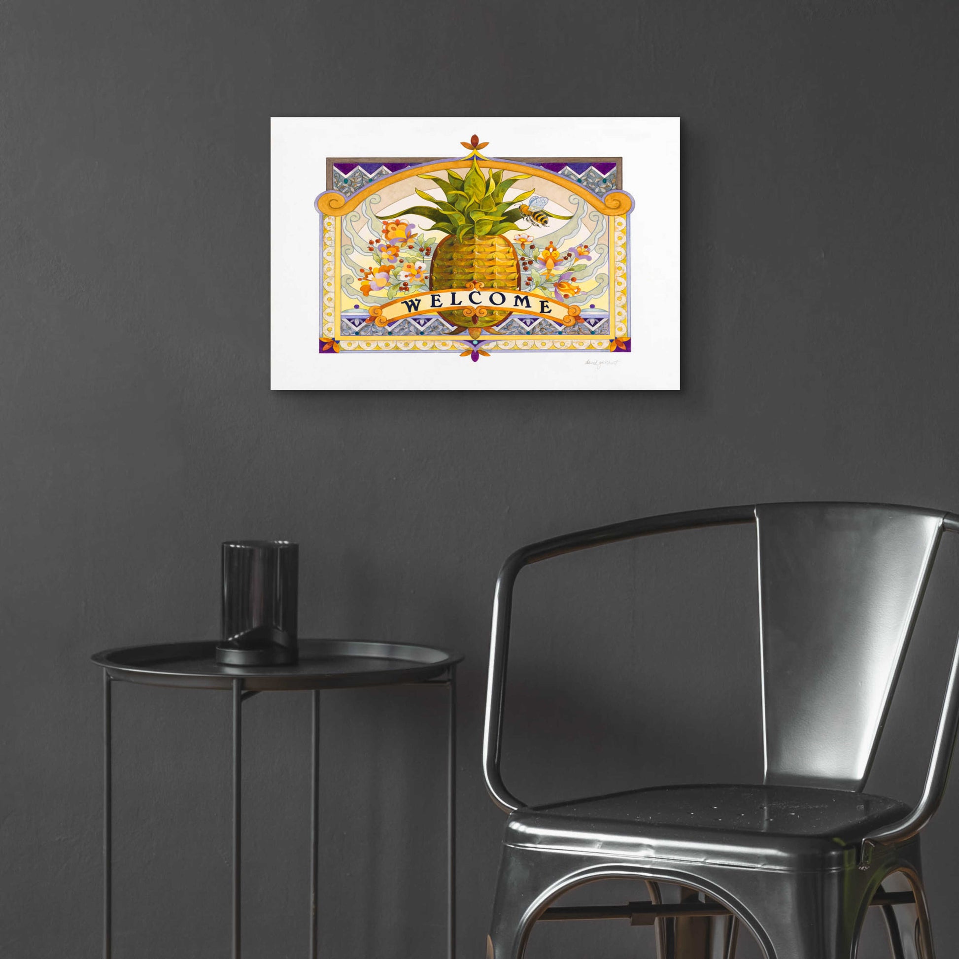 Epic Art 'Welcome Pineapple' by David Galchutt, Acrylic Glass Wall Art,24x16