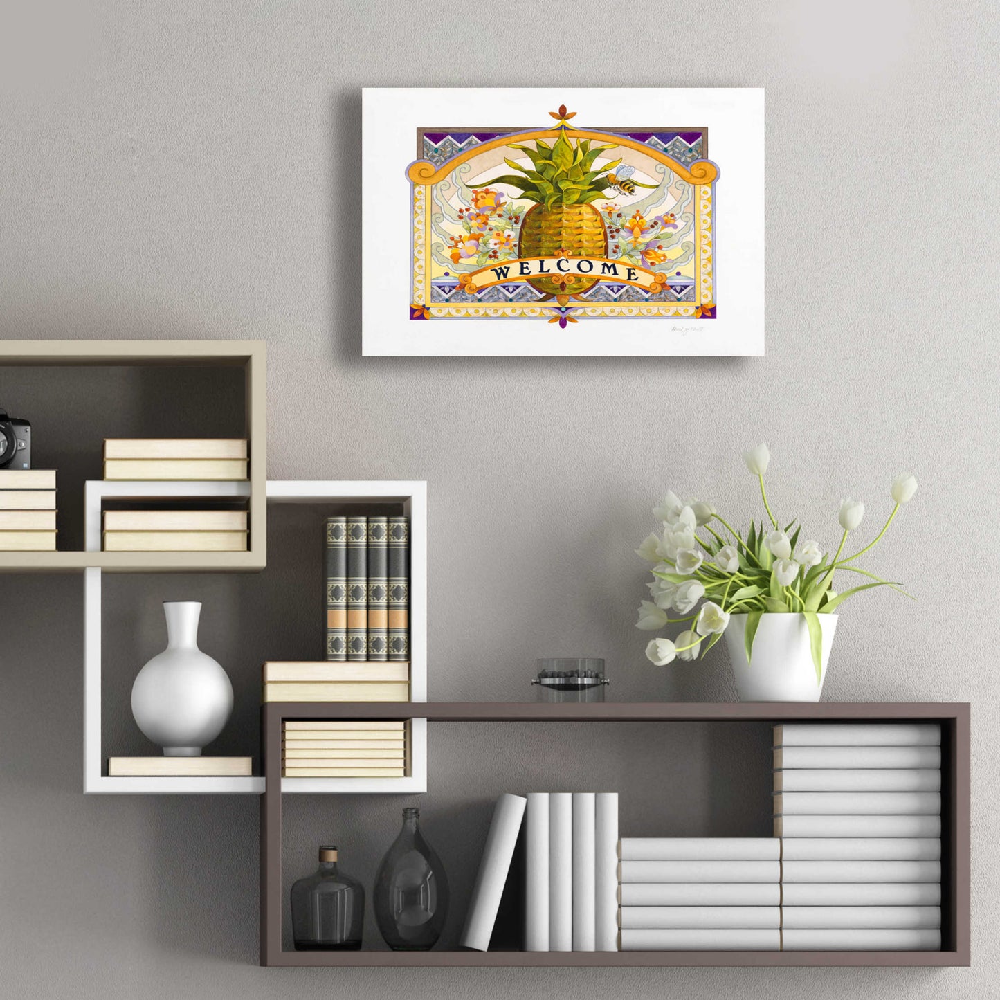 Epic Art 'Welcome Pineapple' by David Galchutt, Acrylic Glass Wall Art,24x16