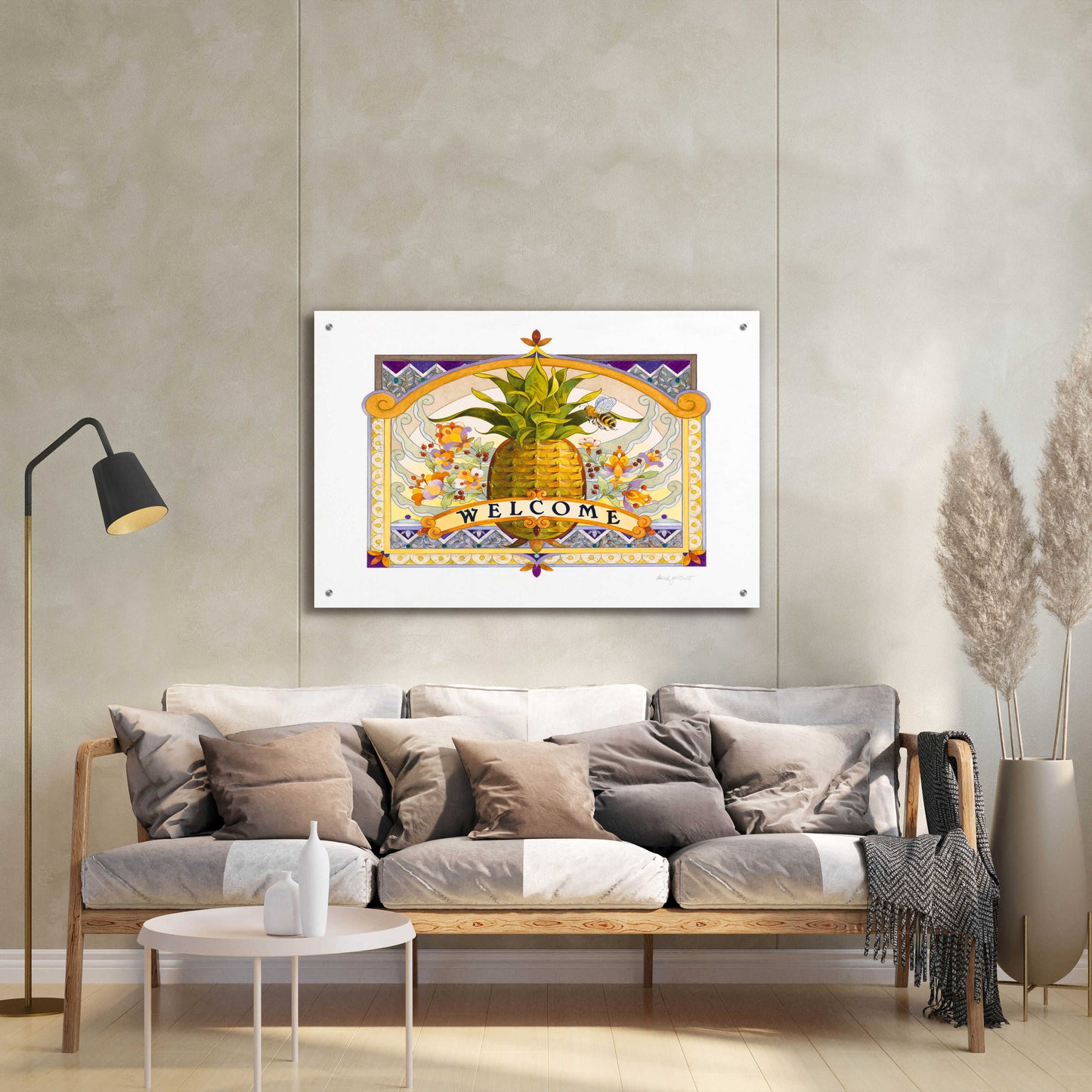 Epic Art 'Welcome Pineapple' by David Galchutt, Acrylic Glass Wall Art,36x24