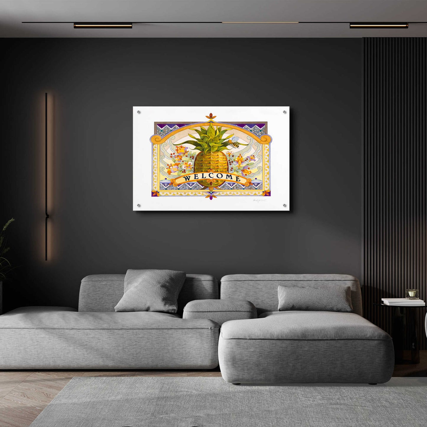 Epic Art 'Welcome Pineapple' by David Galchutt, Acrylic Glass Wall Art,36x24