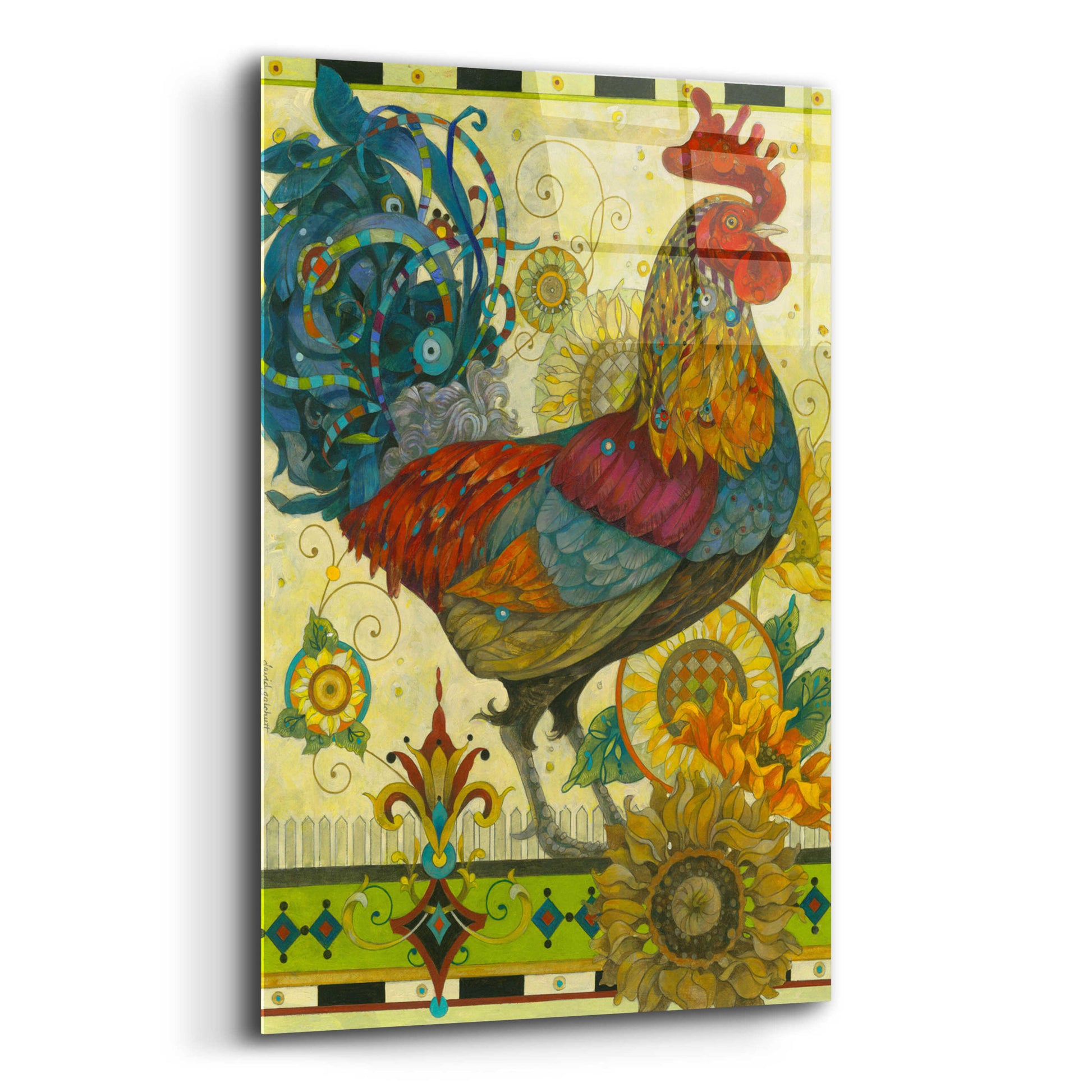 Epic Art 'Rooster' by David Galchutt, Acrylic Glass Wall Art,12x16