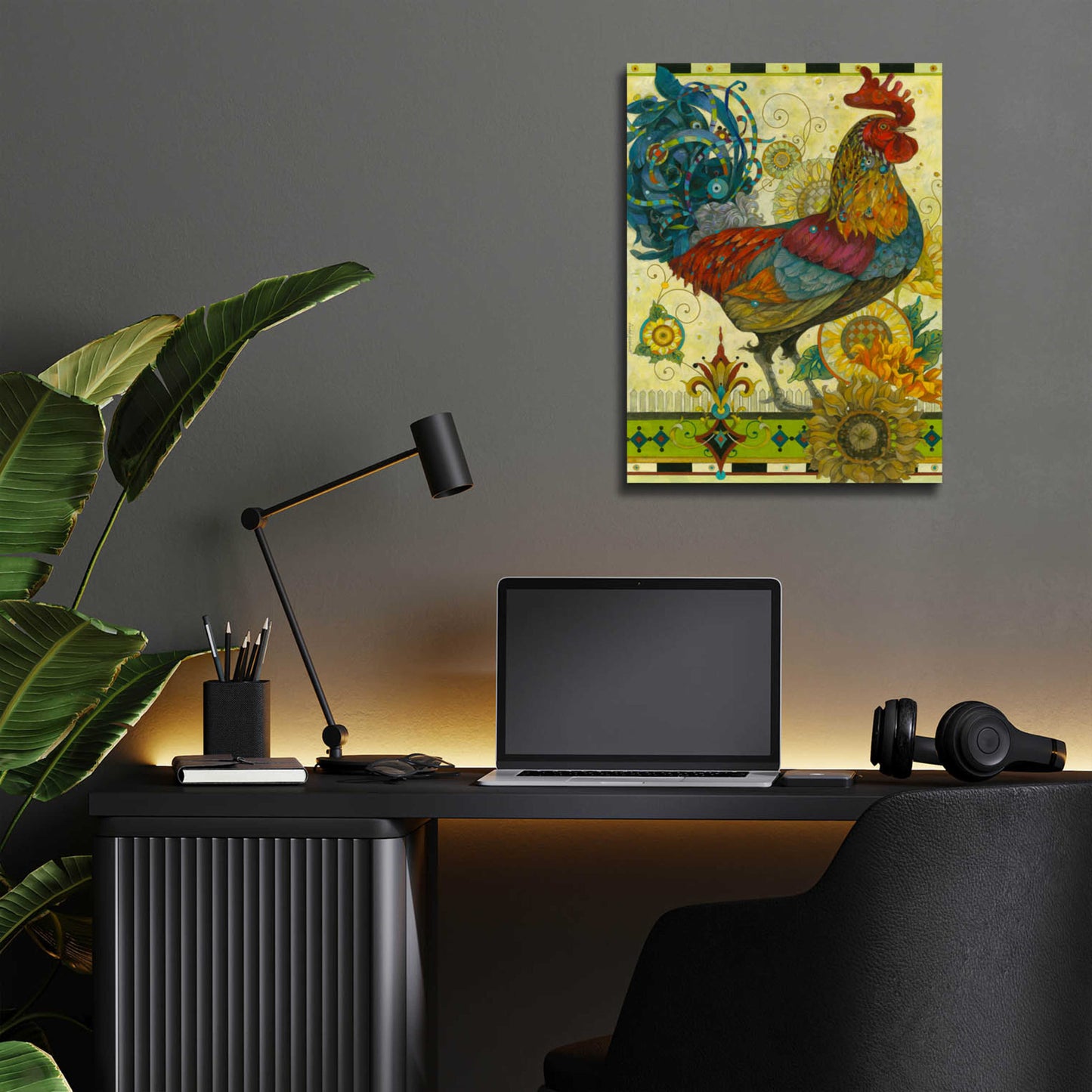 Epic Art 'Rooster' by David Galchutt, Acrylic Glass Wall Art,12x16