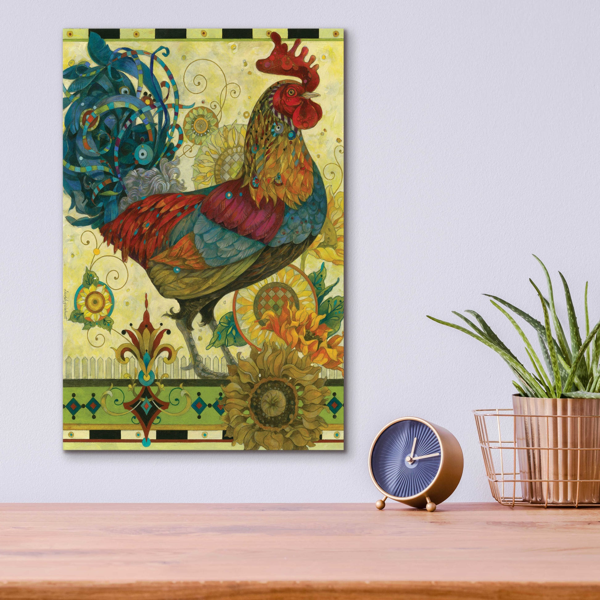 Epic Art 'Rooster' by David Galchutt, Acrylic Glass Wall Art,12x16