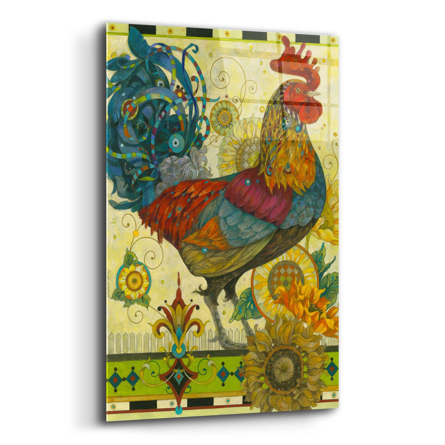 Epic Art 'Rooster' by David Galchutt, Acrylic Glass Wall Art,16x24