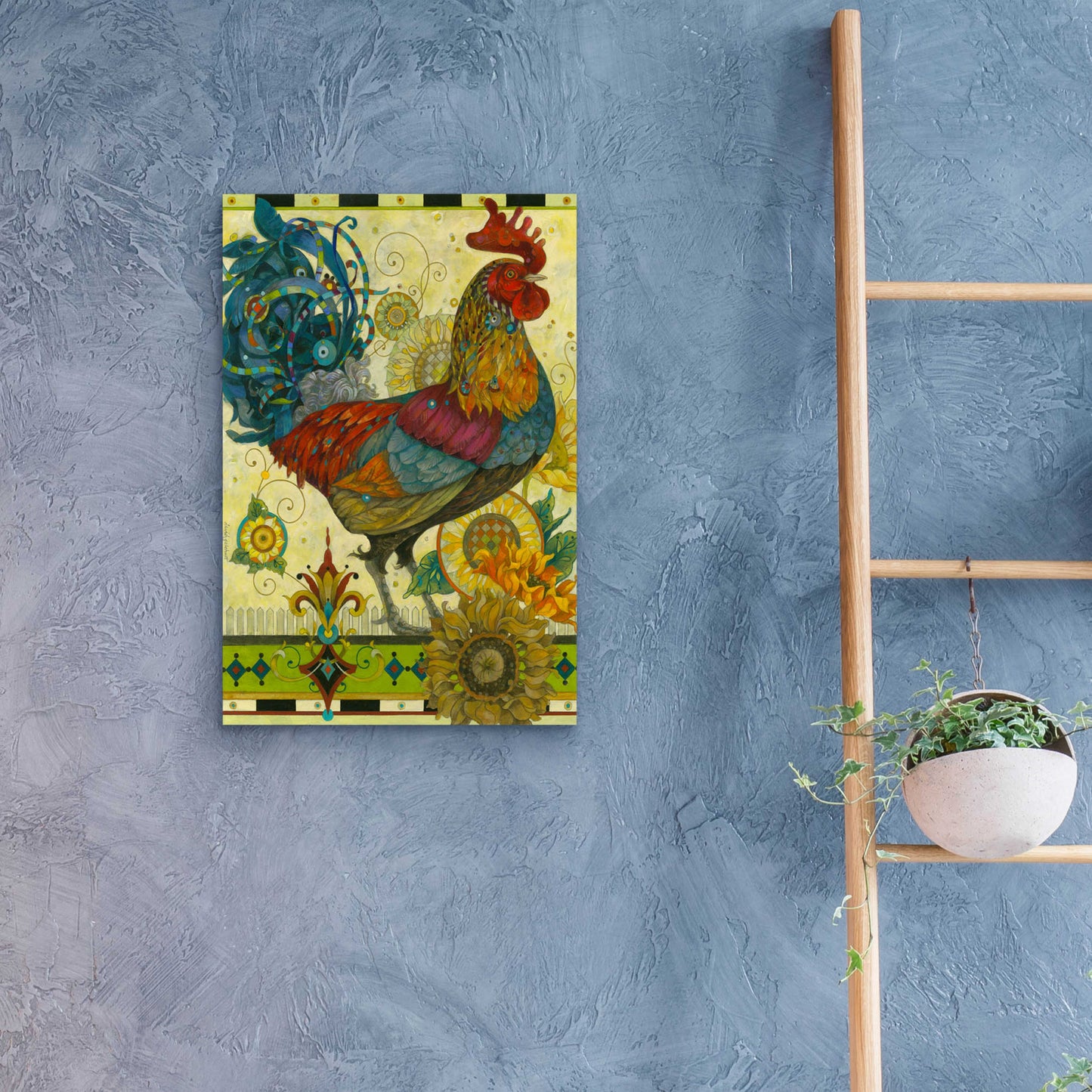 Epic Art 'Rooster' by David Galchutt, Acrylic Glass Wall Art,16x24