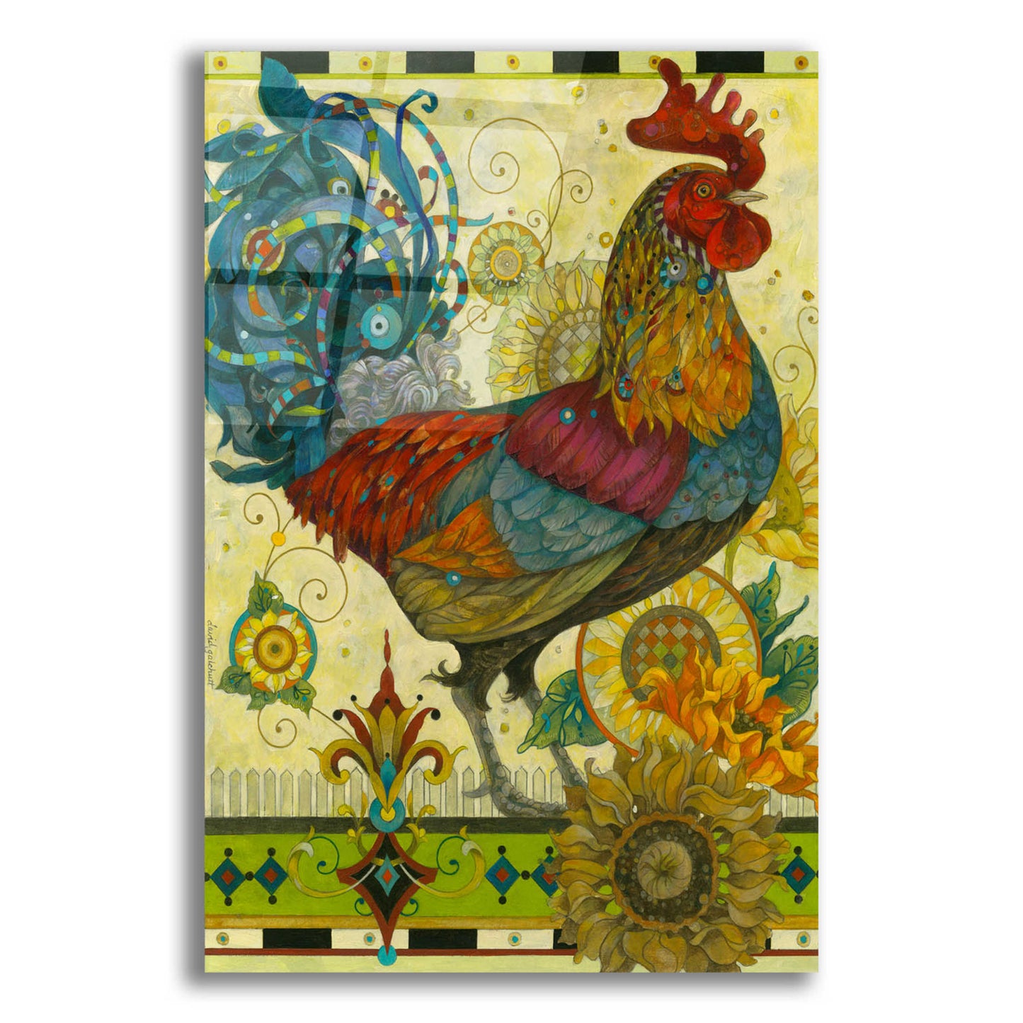 Epic Art 'Rooster' by David Galchutt, Acrylic Glass Wall Art,16x24